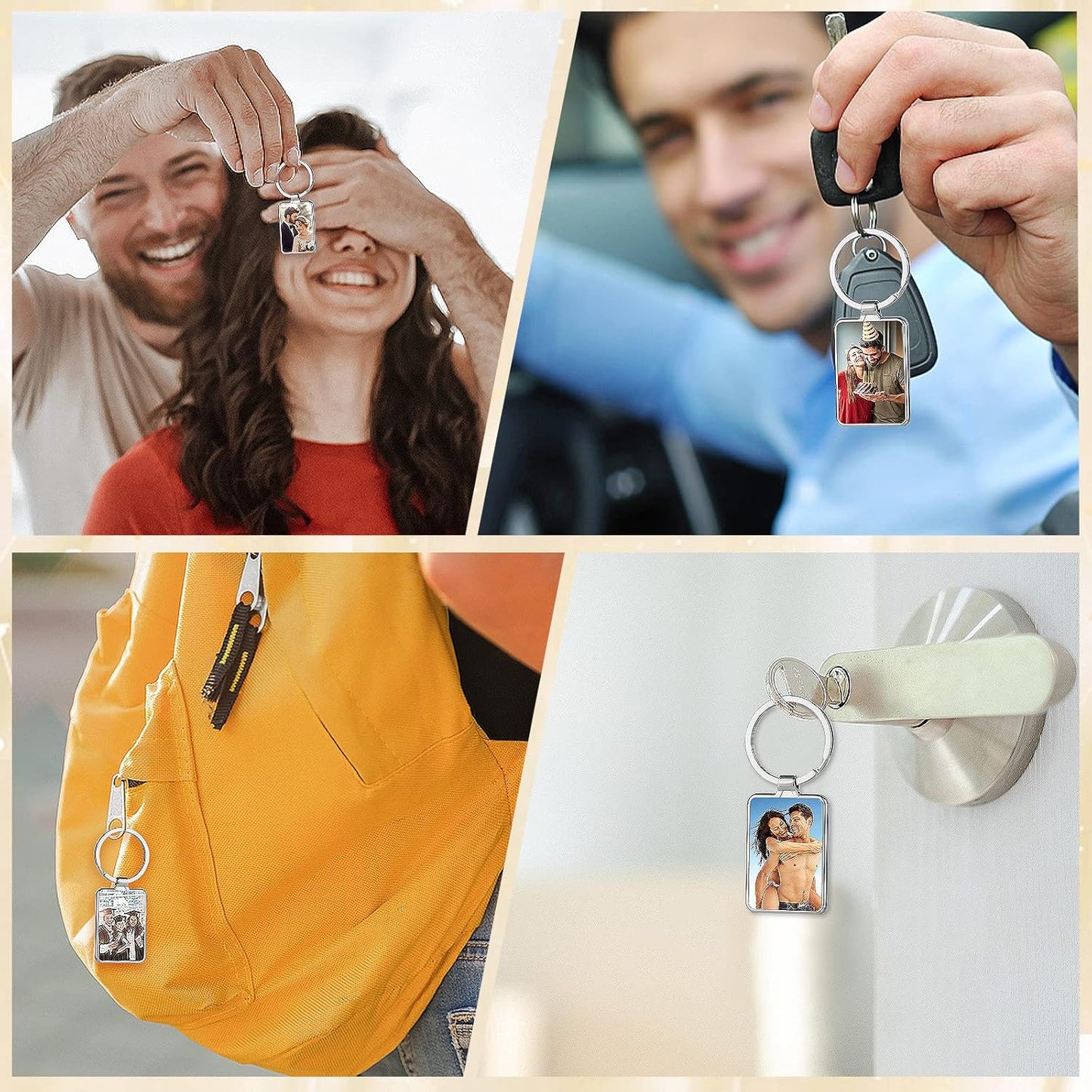Personalized Custom Keychain with Picture - Turnable Double Sided Colorful Photo Key chains Memorial Gifts for Family Lover