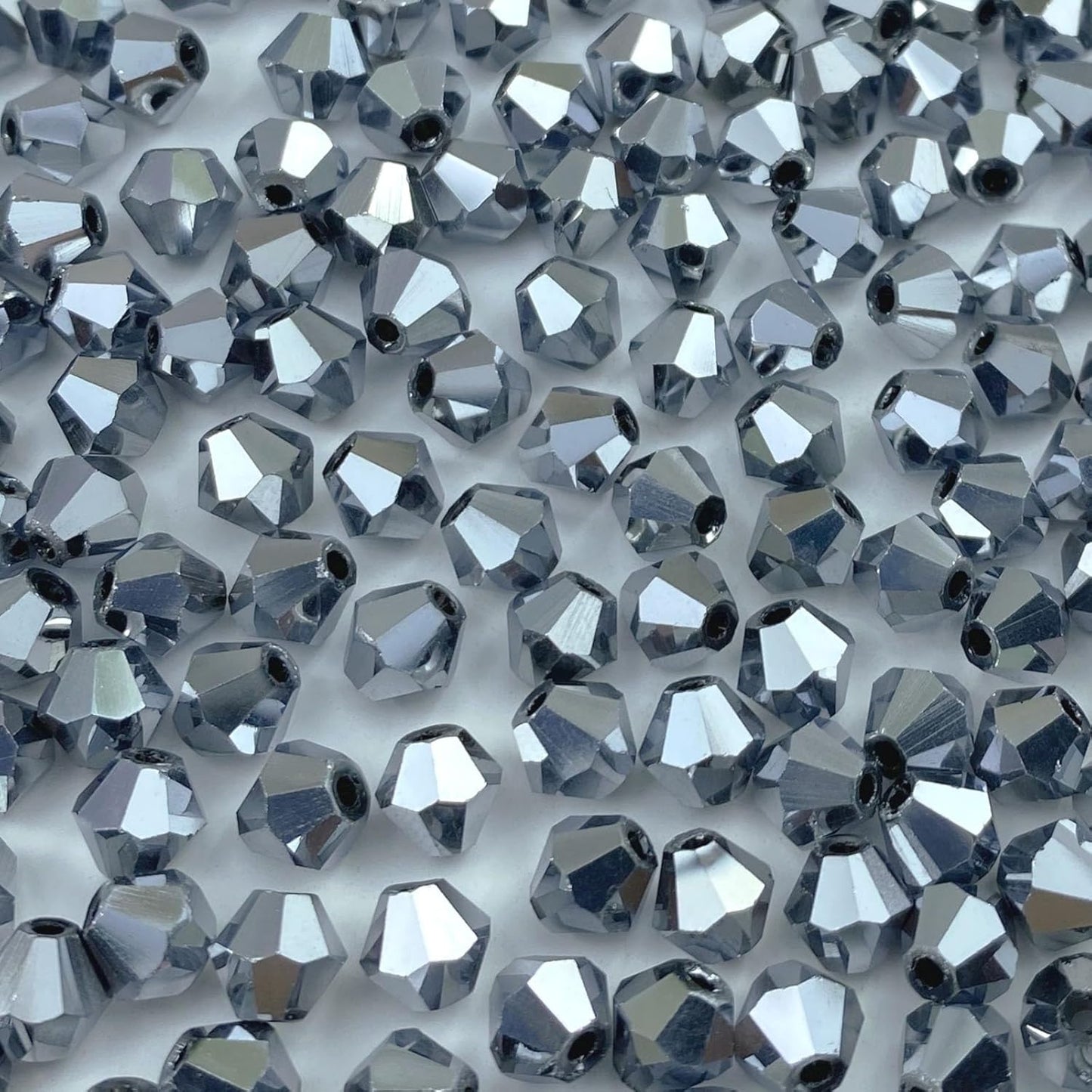 100pcs 8mm Bicone Crystal Glass Beads Loose Spacer Beads Faceted Craft Beads for Jewelry Making DIY Necklace Bracelet Earring Wind Chimes Suncatchers Ornamen(Mine Silver)