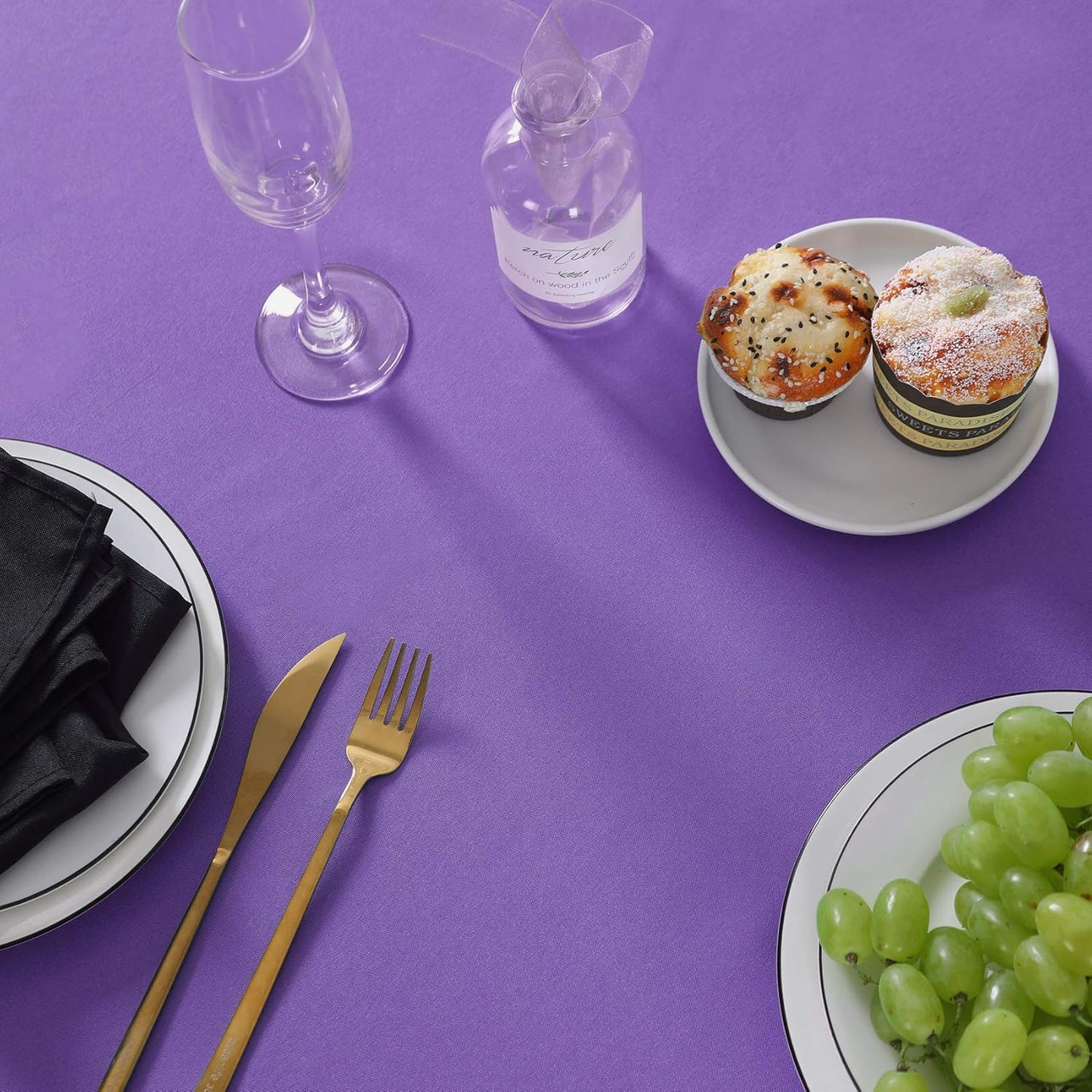 90 inch Round Tablecloth Washable Polyester Table Cloth Decorative Table Cover for Wedding Party Dining Banquet（90 inch,Purple）