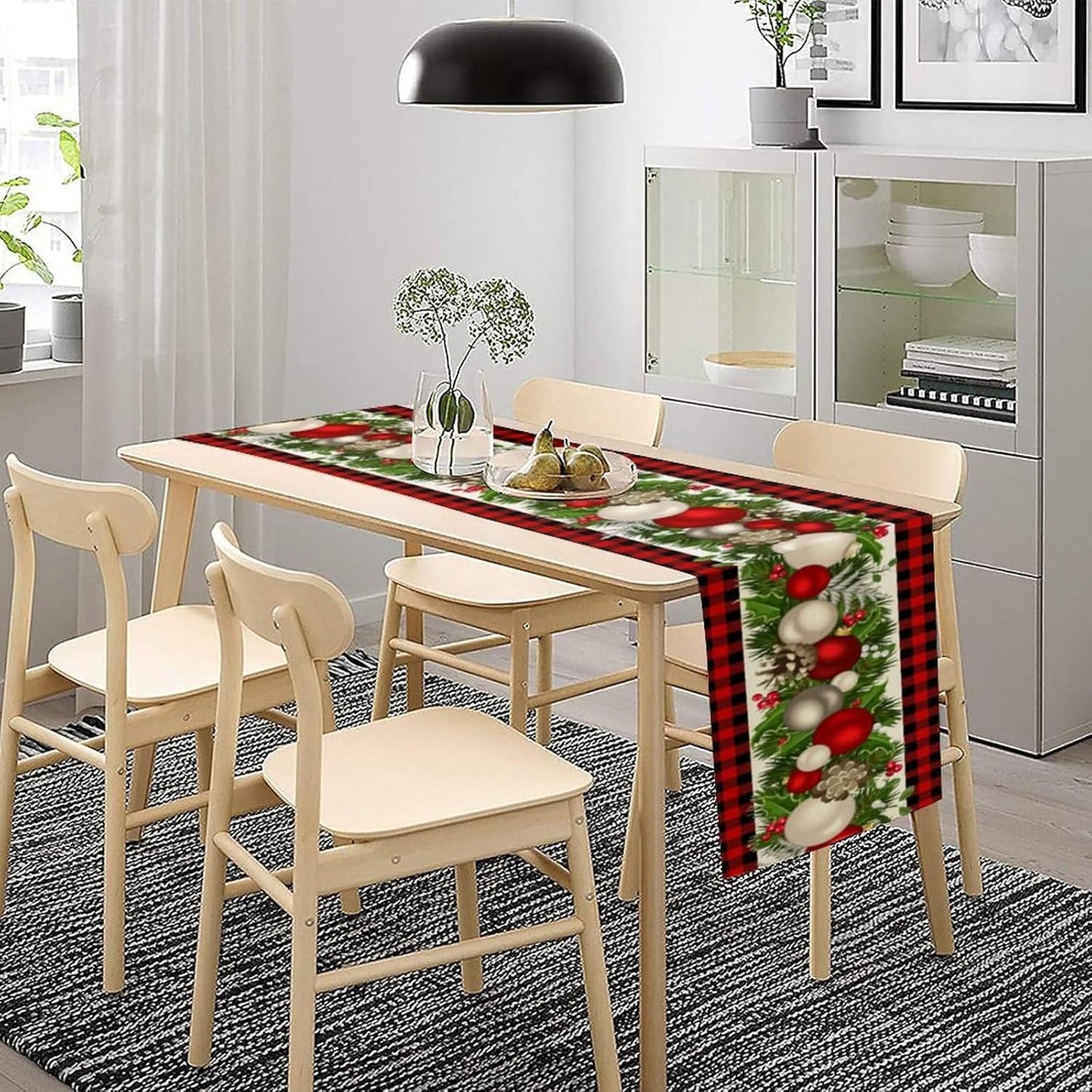 Christmas Table Runner,Seasonal Winter Xmas Holiday Farmhouse Table Cloth Kitchen Dining Table Decoration for Home Party Decor 13x90 Inch