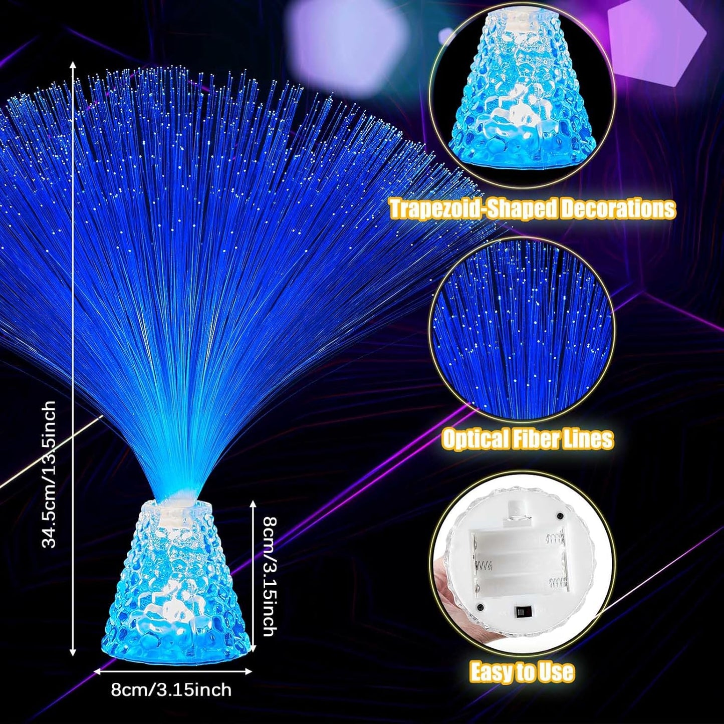 Patelai 10 Pcs LED Fiber Optic Lamp Color Changing Fiber Optic Night Light with Multicolor Glow Decorative Table Centerpiece for Sensory Bedroom Halloween Party Holiday Decorations (Crystal,Blue)