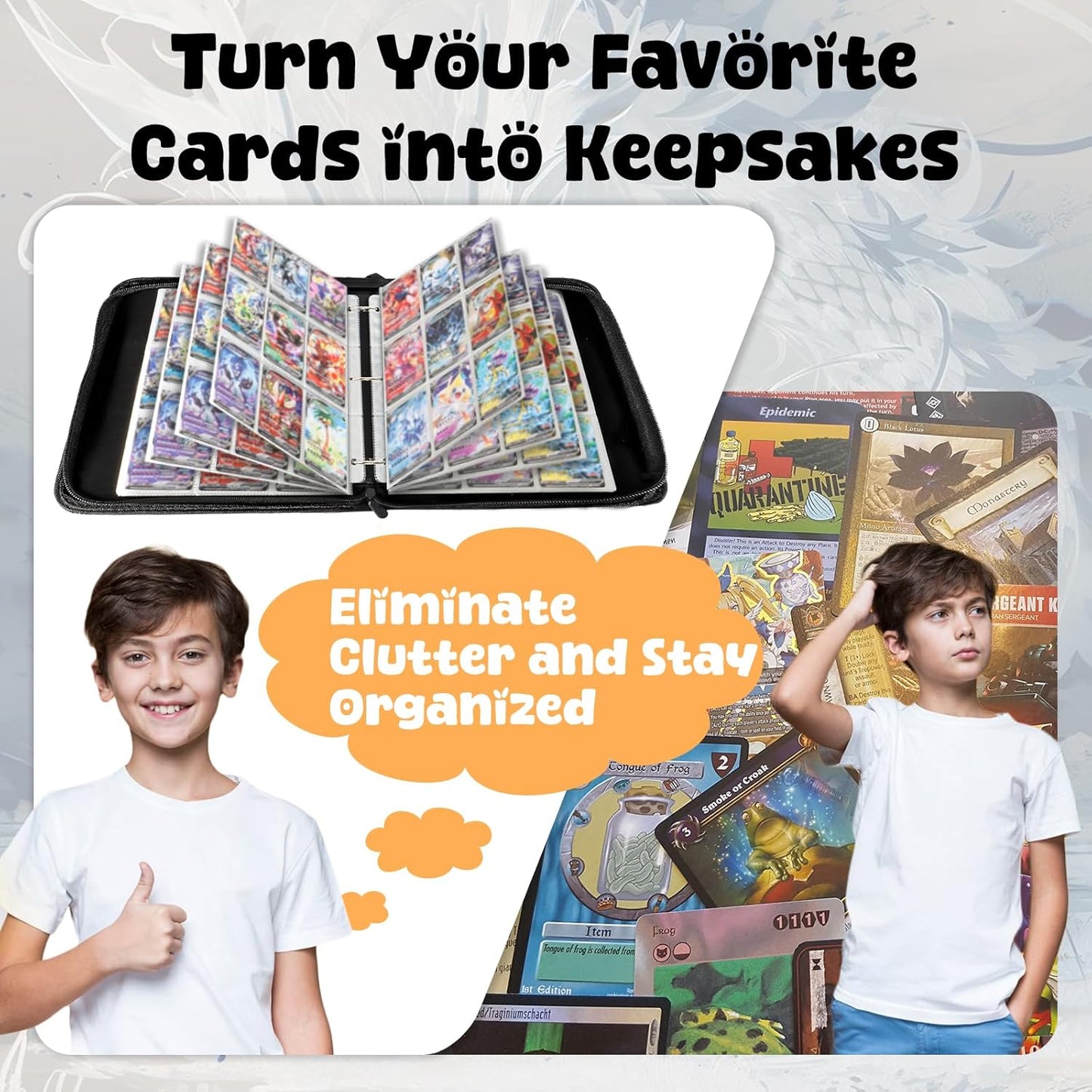 Premium Exo-Tec 9-Pocket Trading Card Binder - 900 Side Loading Pockets for TCG, Board Games & Collectibles - Durable Water-Resistant Card Album with Secure Zip Closure