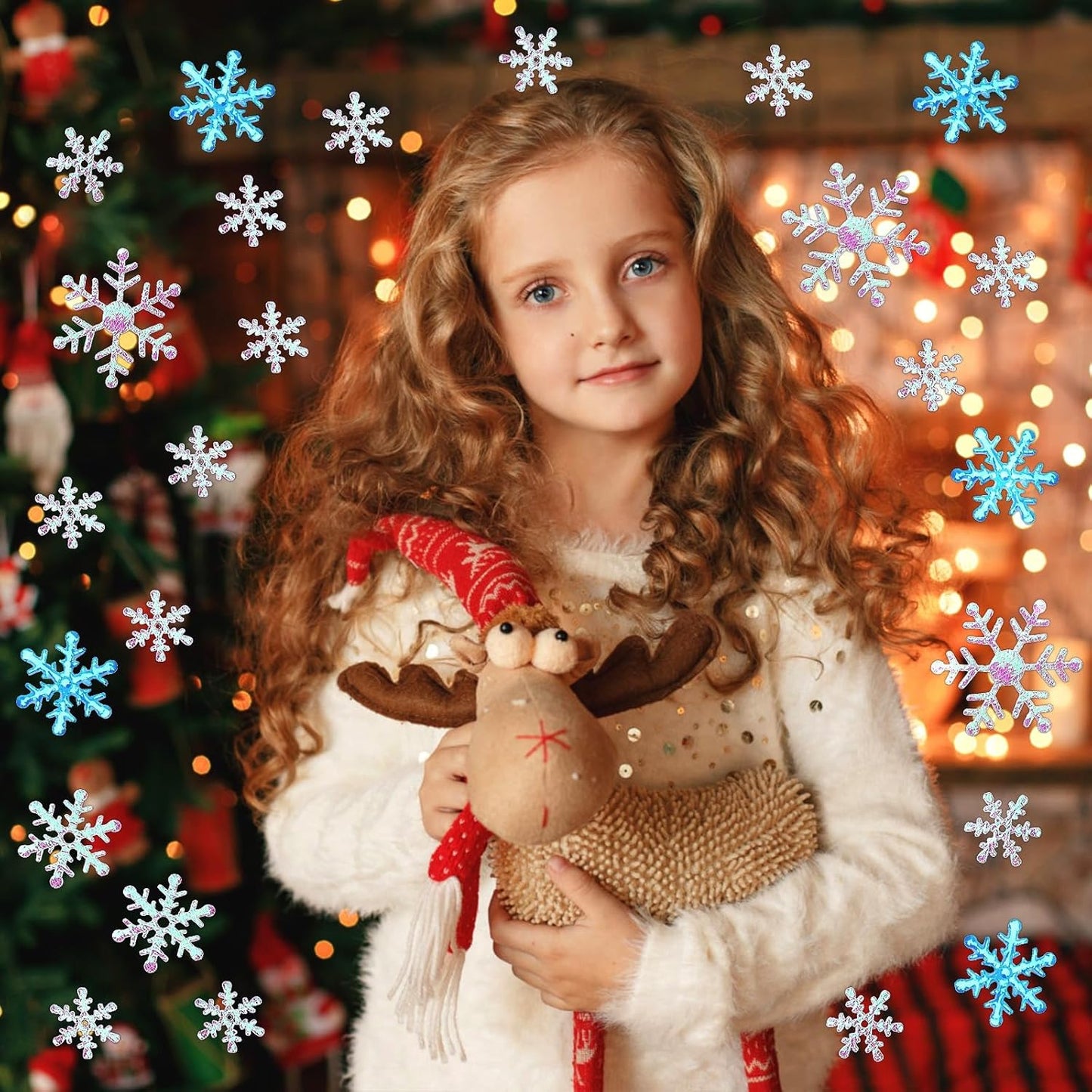 MARFOREVER Blue White Snowflake Confetti Decorations, Winter Glitter Confetti Christmas Snowflake Table Sequins Scatter Centerpiece for Xmas Winter Wonderland Wedding Snow Party Decor Supplies