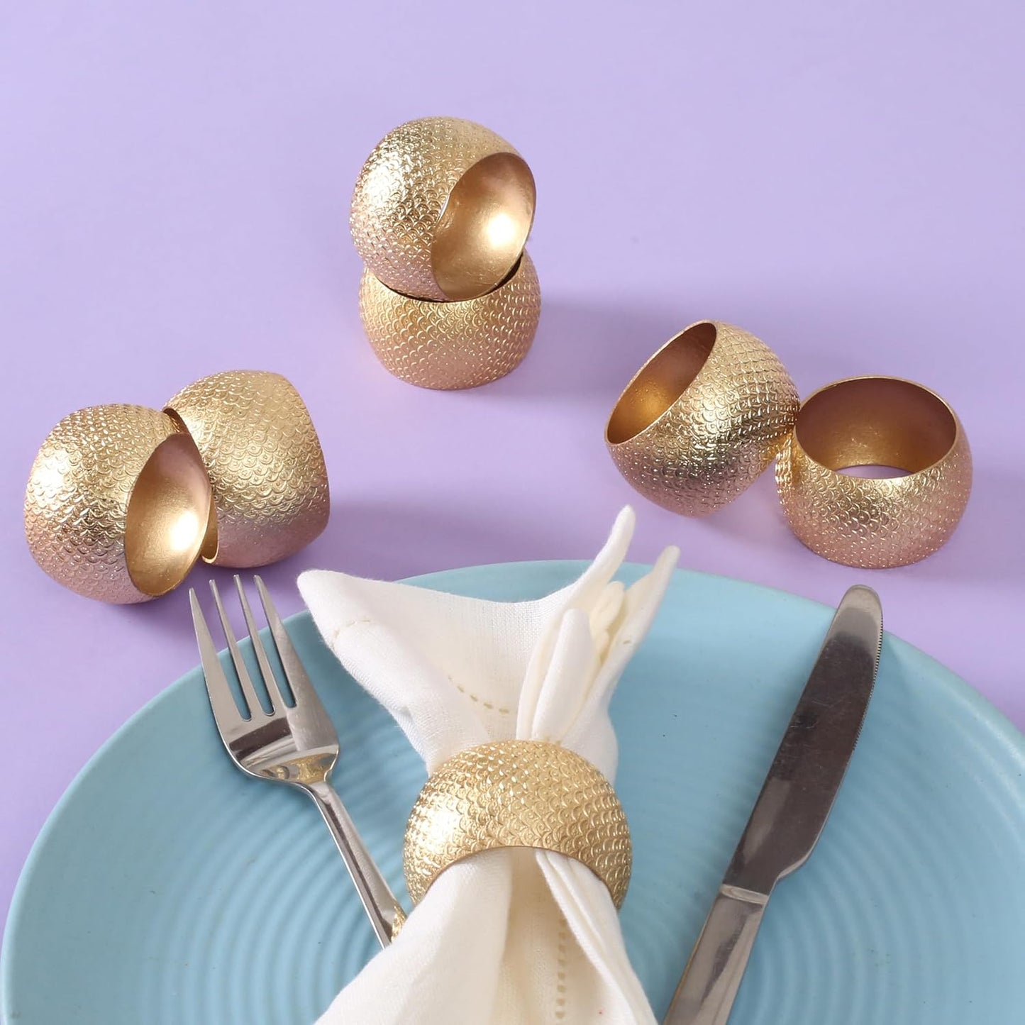 Gold Napkin Rings Set of 12 - Metal Heavy Duty Serviette Holders | Perfect for Dining Table, Weddings, Thanksgiving, Christmas & Everyday Use | Metallic Adornment for Table Setting- ALPHA Living HOME