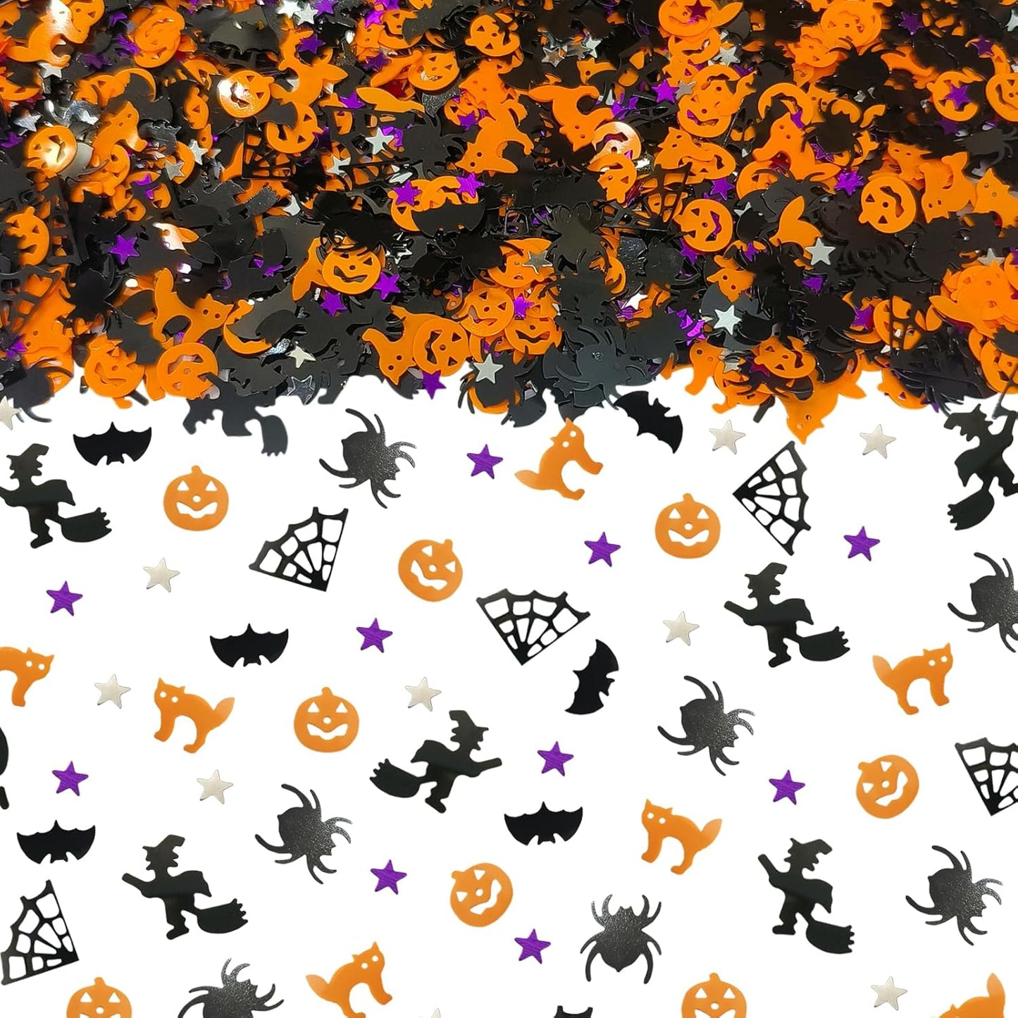 3000 Pcs Halloween Table Confetti, Halloween Sprinkles Bats Spider Pumpkin Witches black Cat colorful Table Scatters Glitter Trick or Treat Party Decor Decorations