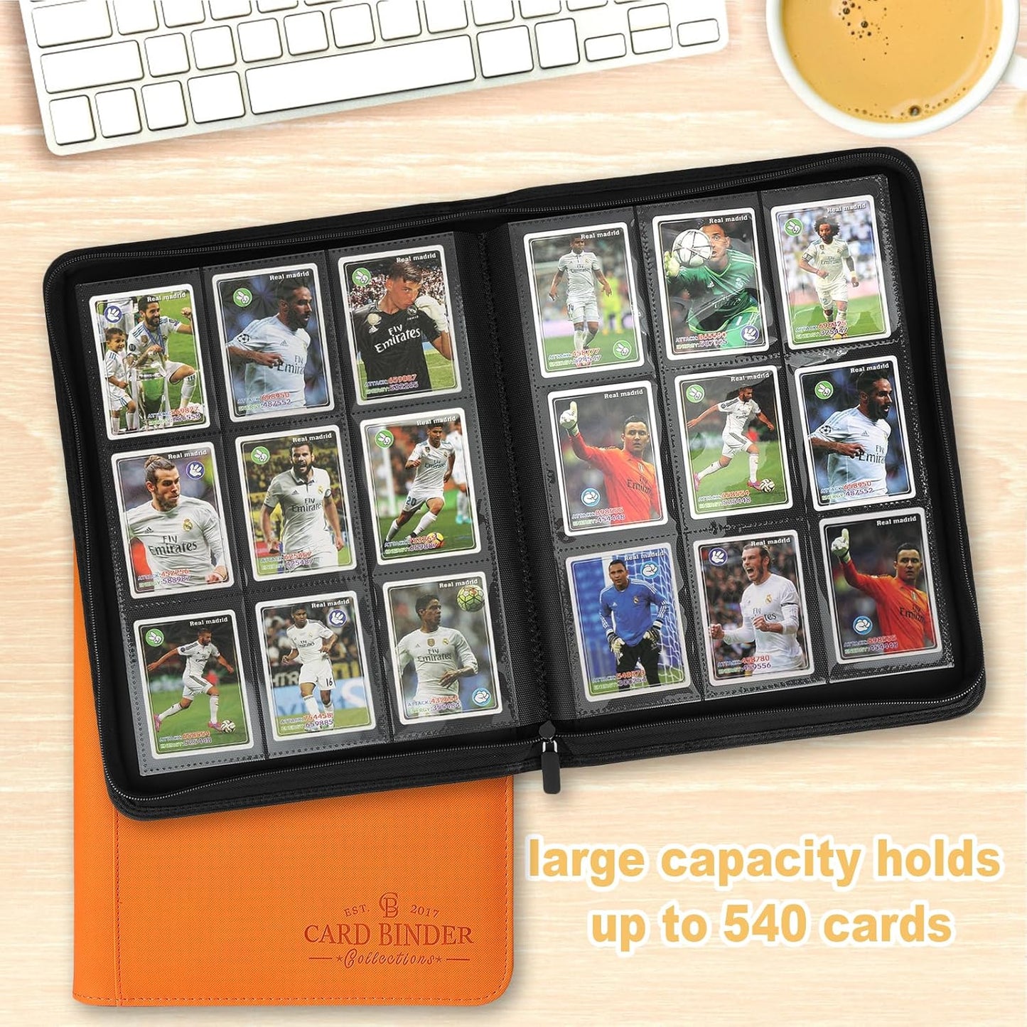 9 Pocket Card Binder, Premium Zip Trading Card Binder, 540 Double Sided Pocket PU Collection Binder, Collector Album, Card Folder for MTG, TCG, Sports Cards