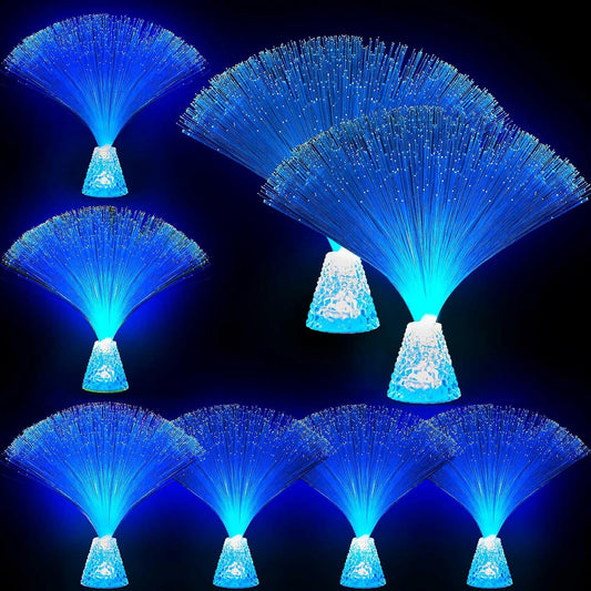 Patelai 10 Pcs LED Fiber Optic Lamp Color Changing Fiber Optic Night Light with Multicolor Glow Decorative Table Centerpiece for Sensory Bedroom Halloween Party Holiday Decorations (Crystal,Blue)