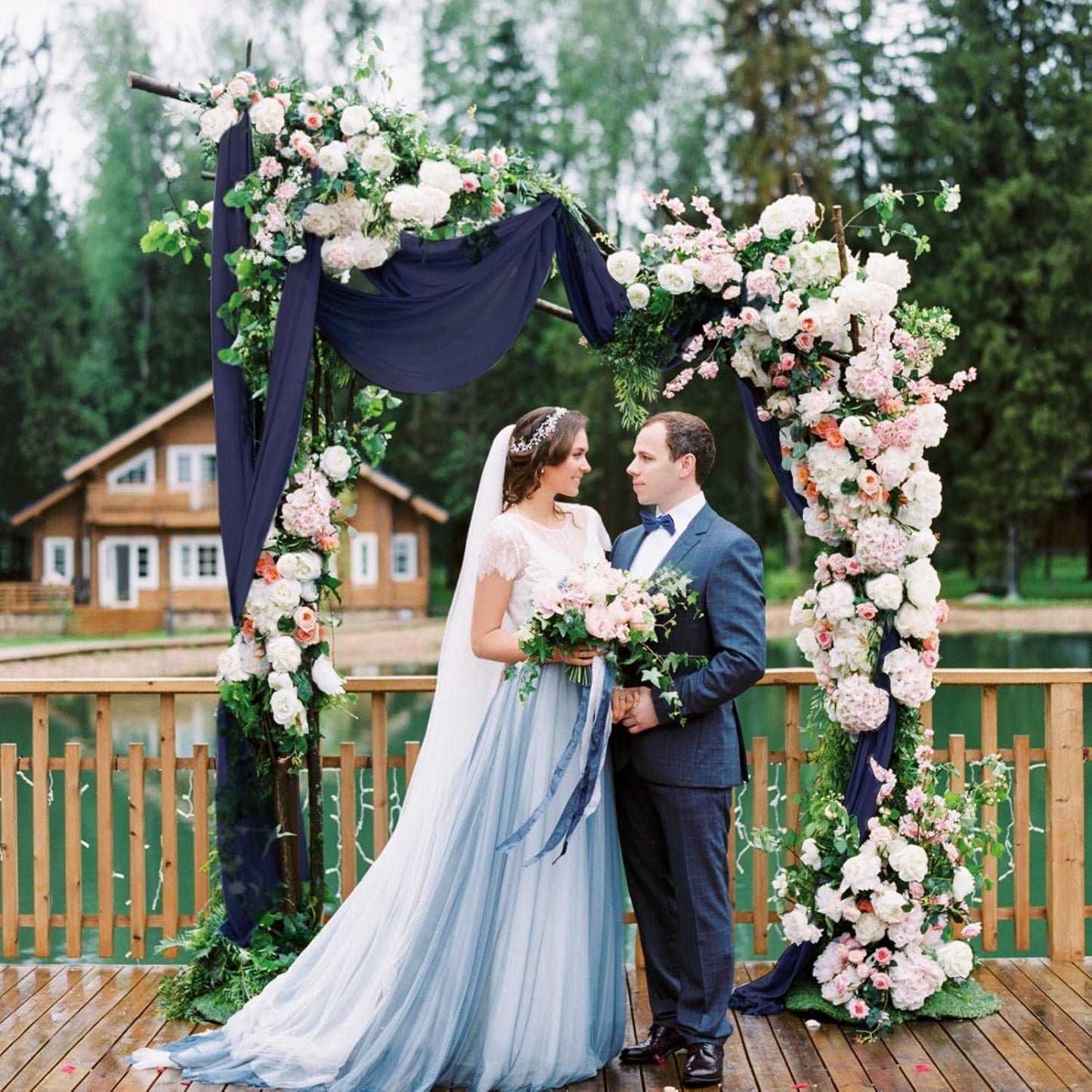 10 Pack 10ft Navy Blue Chiffon Table Runners Wedding Table Runner Sheer Romantic Tulle Table Runner for Christmas Wedding Bridal Tea Party Baby Shower Birthday Party Table Decorations(120 x 12 in)