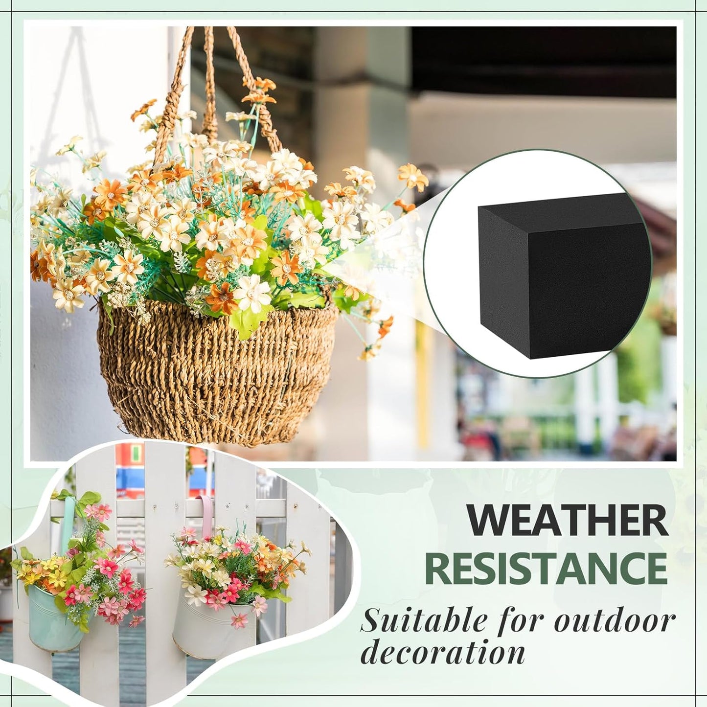 Lallisa 8 Pcs Reusable Floral Foam Blocks Water Weather Resistant Dry Floral Foam for Artificial Flower Arrangements Outdoor Flower Boxes Outside Hanging Planters Wedding Home Decor (4 x 4 x 3'')