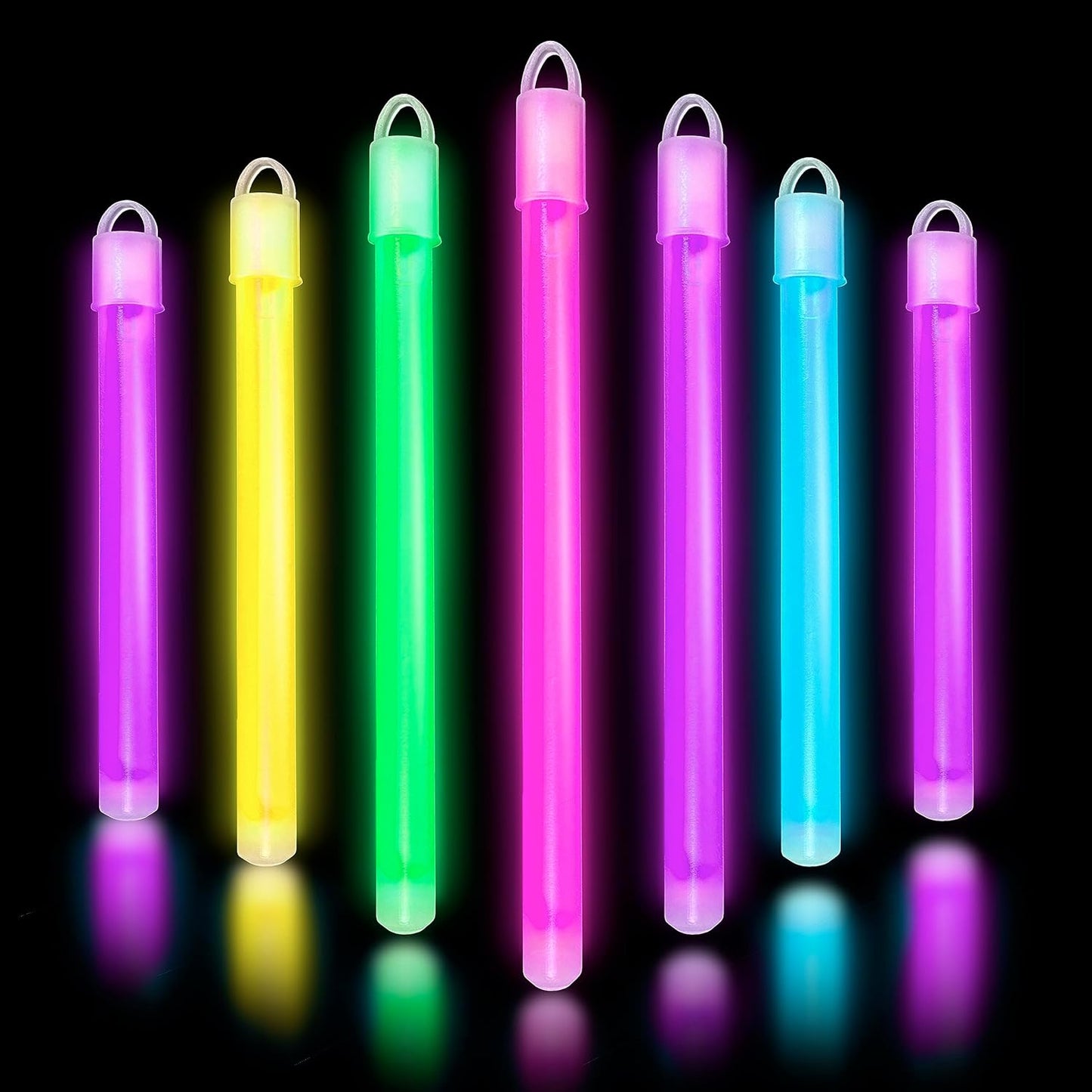 Glow Fever Glow in The Dark Sticks - 50 ct 6" Glow Sticks Bulk Party Pack with End Caps & Lanyards - Glow Party Favors for Concert, Festival, & Wedding Neon Light Sticks by Party Dragon, Multi