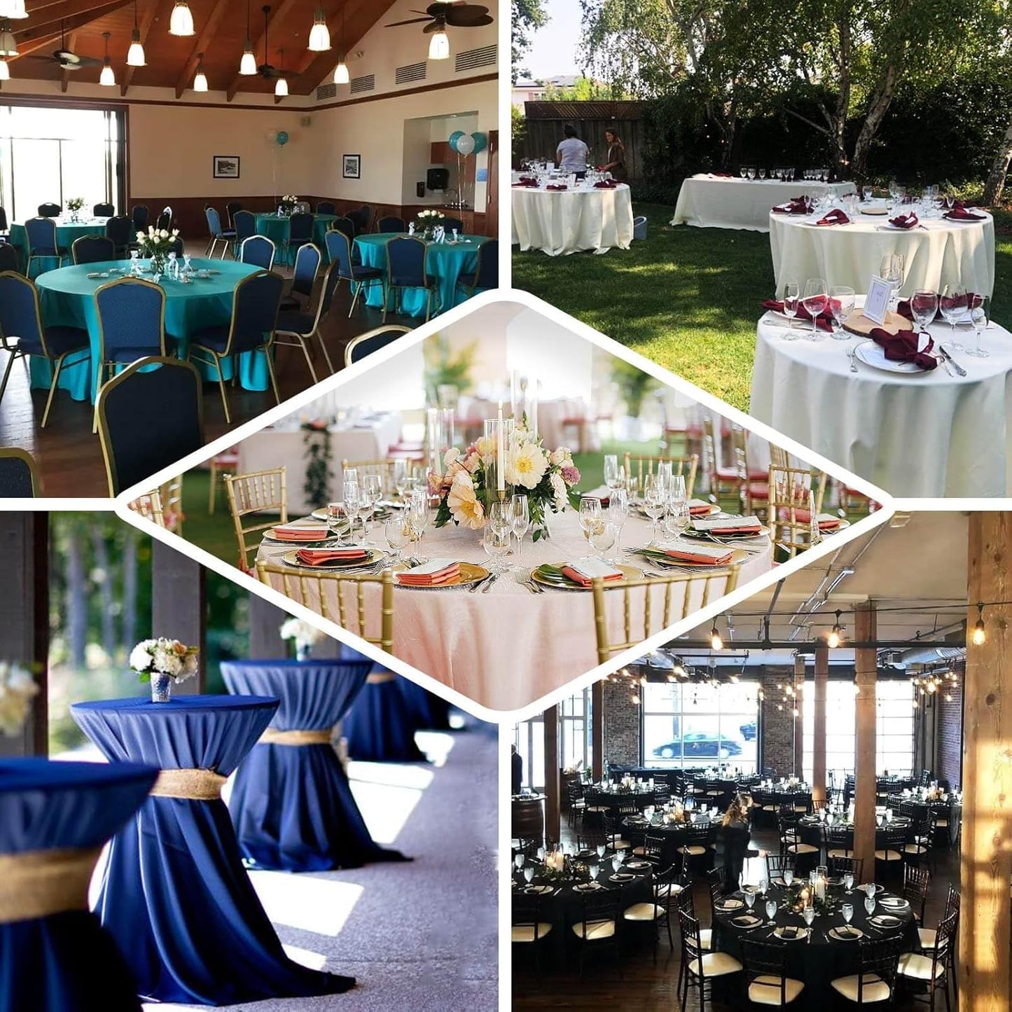 Efavormart Round Tablecloth, 132 Inch Stain & Wrinkle Resistant Washable Table Cloth, Decorative Polyester Fabric Table Cover for Banquet, Wedding, Dining- Fushia