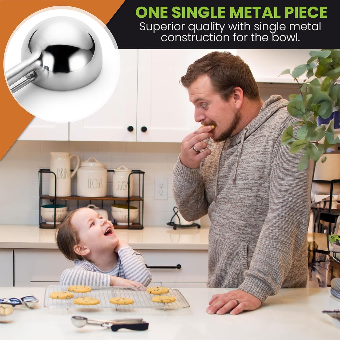 Spring Chef Small 1 Tablespoon Stainless Steel Cookie Scoop for Baking - Multifunctional #60 Cookie Dough Scoop with Trigger Release - Kitchen Scooper for Food - Dishwasher Safe Melon Baller - Black