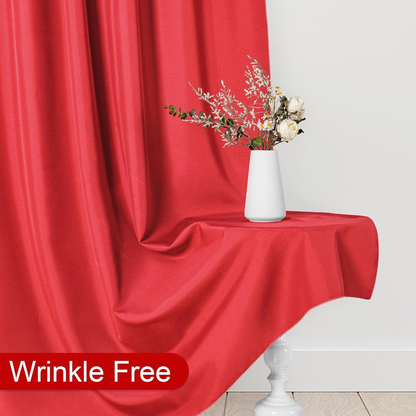 DWCN 10x7 FT Red Backdrop Curtains for Parties, Photography Backdrop Drapes with Rod Pockets for Wedding Decorations Stage Birthday Family Gatherings, 2 Panels 5ft x 7ft