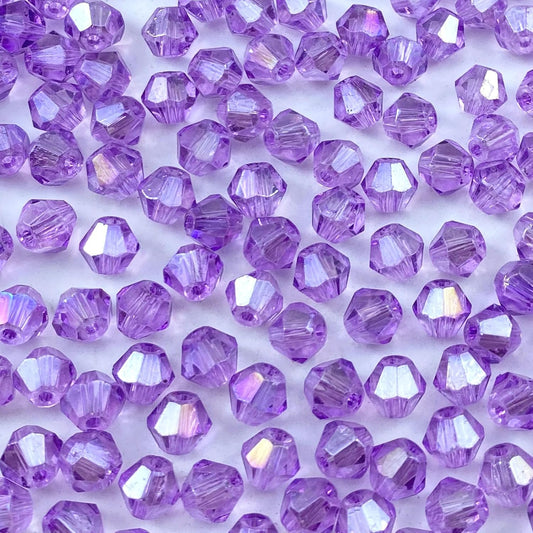 400pcs 4mm Bicone Crystal Glass Beads Loose Spacer Beads Faceted Craft Beads for Jewelry Making DIY Necklace Bracelet Earring Wind Chimes Suncatchers Ornamen(Crystal Purple AB)
