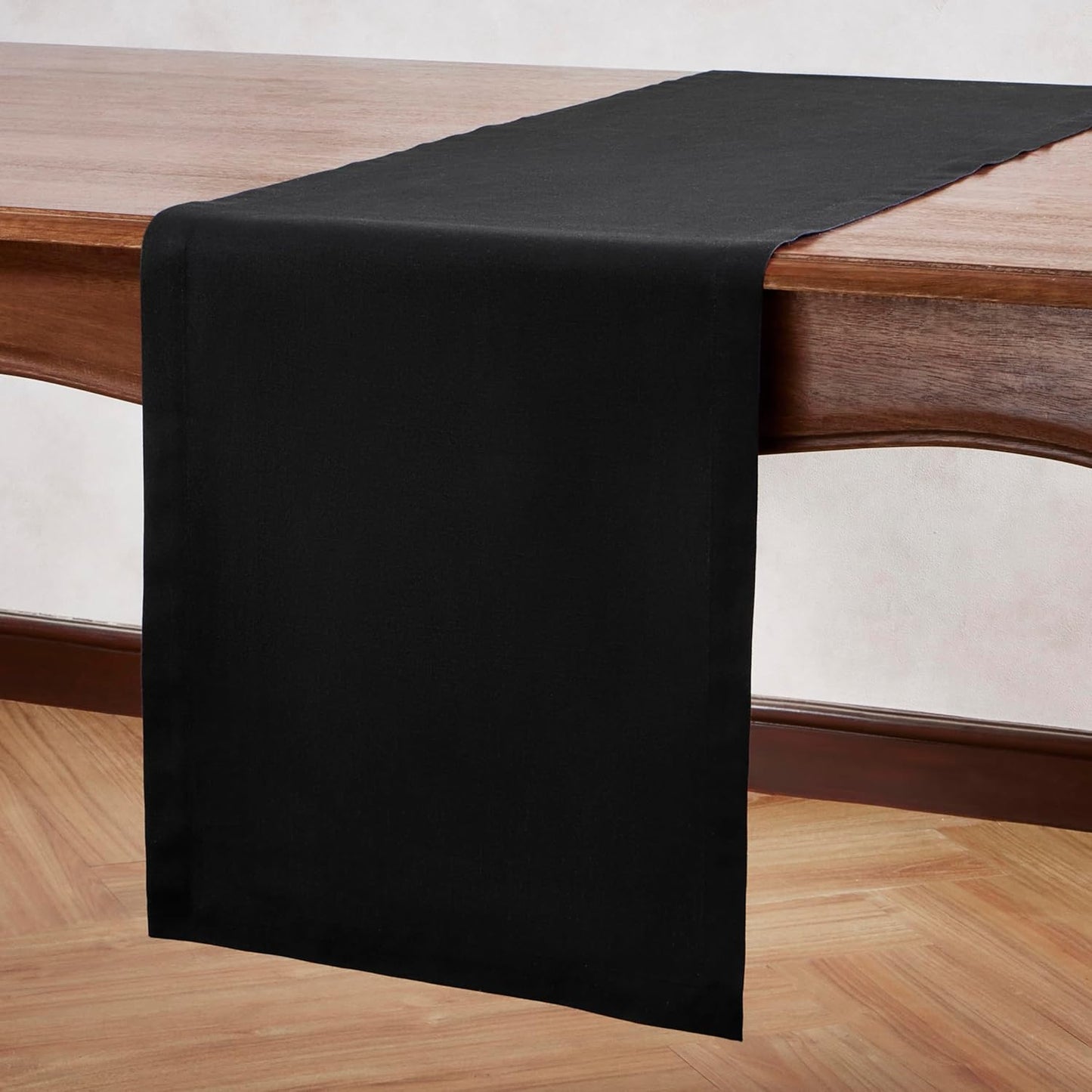 Cotton Linen Table Runner 36 Inches – Small Black Coffee Table Runner 14 x 36 Inch – Washable Scarf Fabric Table Runner for Spring, Summer, Wedding Decoration Gift – Eva