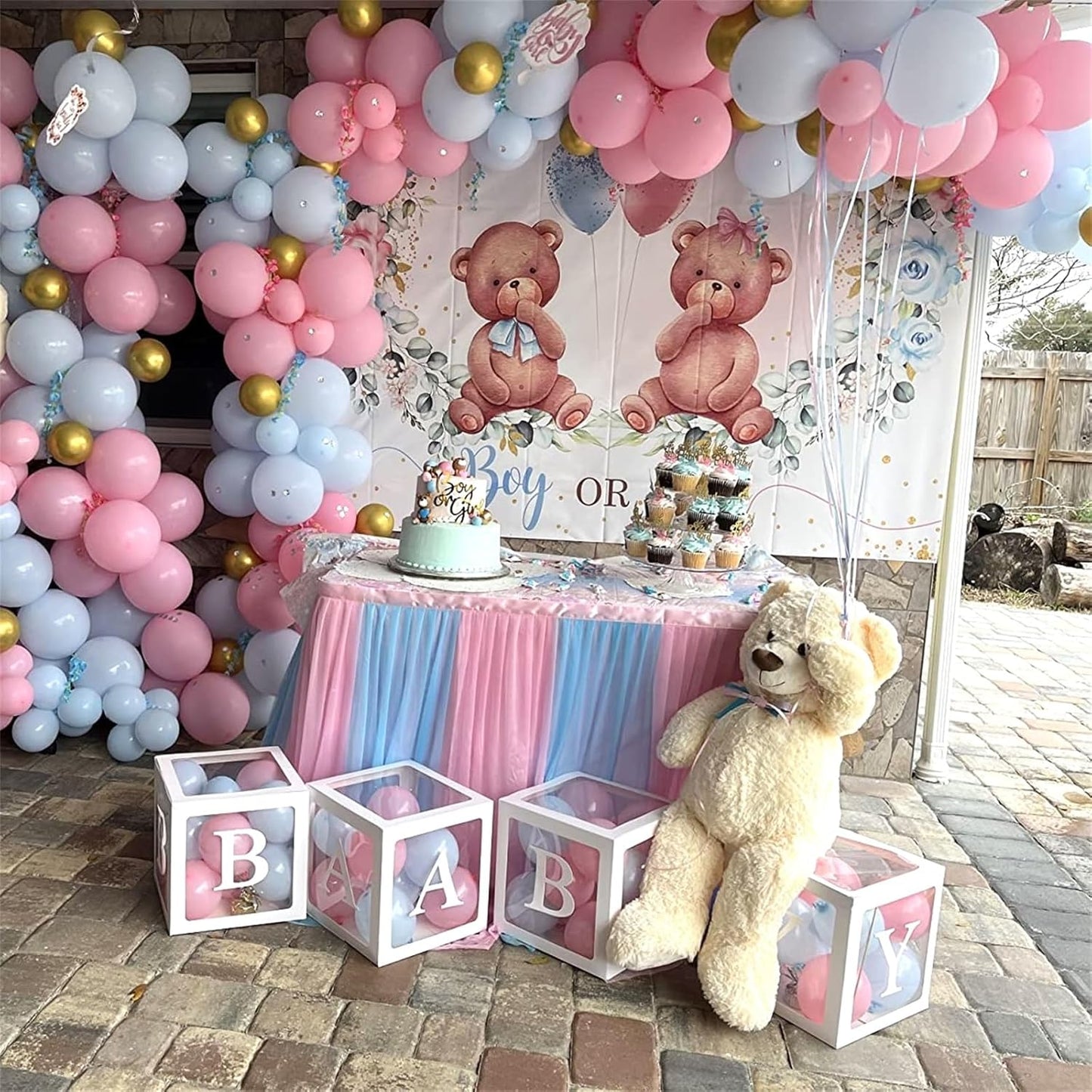 Pink and Blue Balloons Set, 35 Pack Pastel Pale Blue Pink Confetti Latex Balloons, 12 Inch Light Blue Pink Balloon Kit for Boy or Girl Gender Reveal Party Birthday Baby Bridal Shower Party Decorations