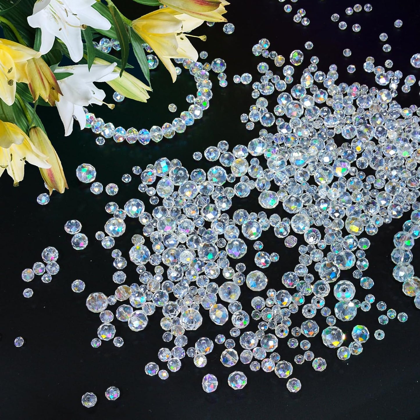 1200Pcs 4mm Crystal Glass Beads for Jewelry Making Beads for Bracelets Necklace Pendants Making Supplies(White AB Color)