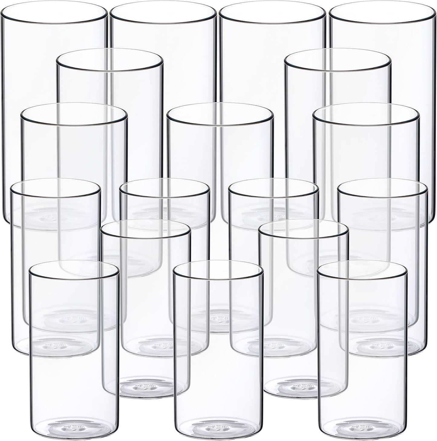 WDHODEC Bud Vases for Flowers 18 PCS, 6" 8" Clear Glass Cylinder Vase Hurricane Candle Holders Floating Pillar Wedding Centerpiece Birthday Party Decoration