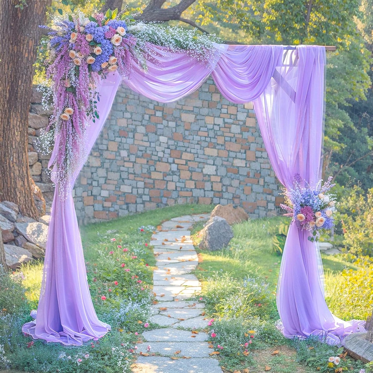 Lavender Wedding Arch Draping Fabric Purple Sheer Wedding Arch Drapes for Ceremony Bridal Party 19Ft Length x 28" Width 2 Panel