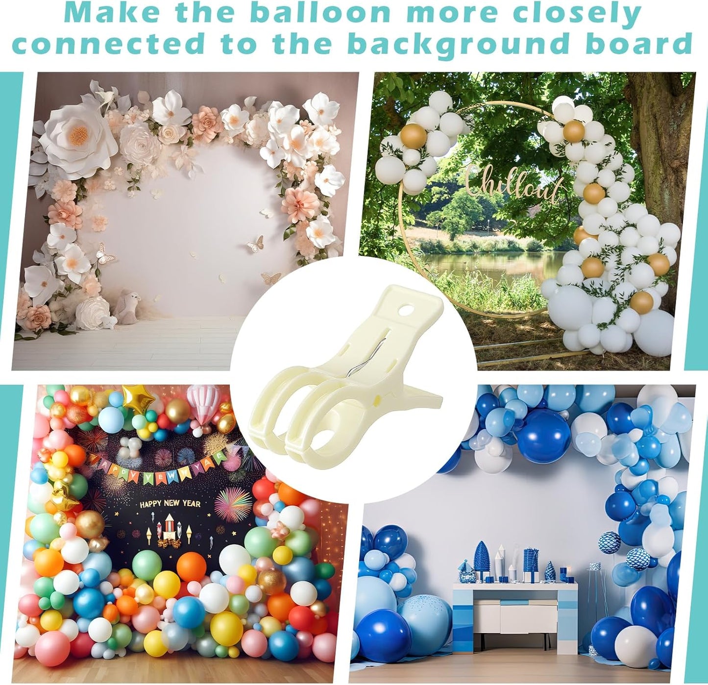 LemonRoad 10 Pack Large Balloon Arch Clips Plastic Transparent Backdrop Spring Clamps 3.5 Inch Heavy Duty Clip for Balloon Arch Kit Birthday Decoration Crafts Woodworking Photography Studios (Beige)