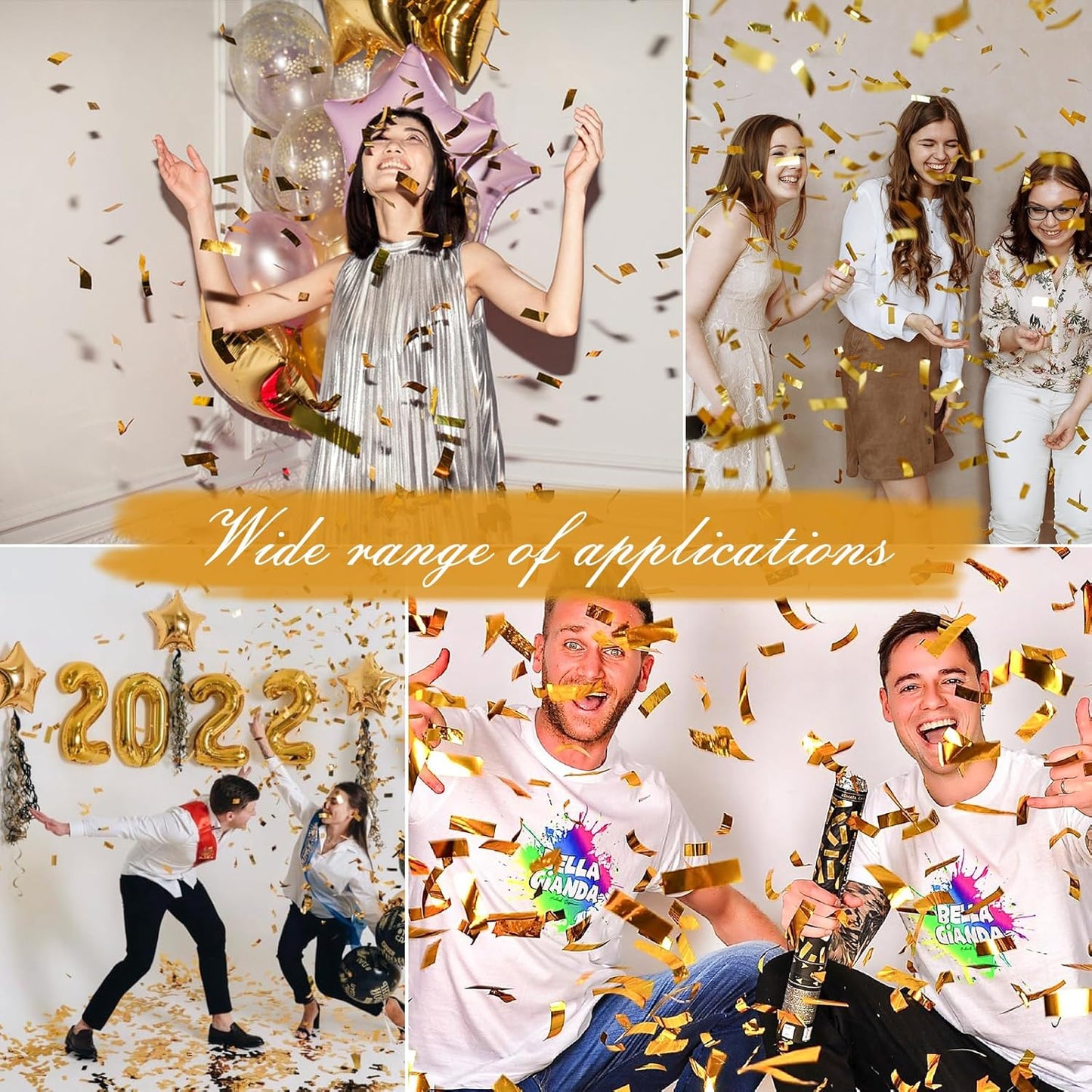 Yellow Confetti Poppers, 15 Inch Gold Party Poppers for Birthday, Wedding, Halloween Celebrations - Air Powered Confetti Gun