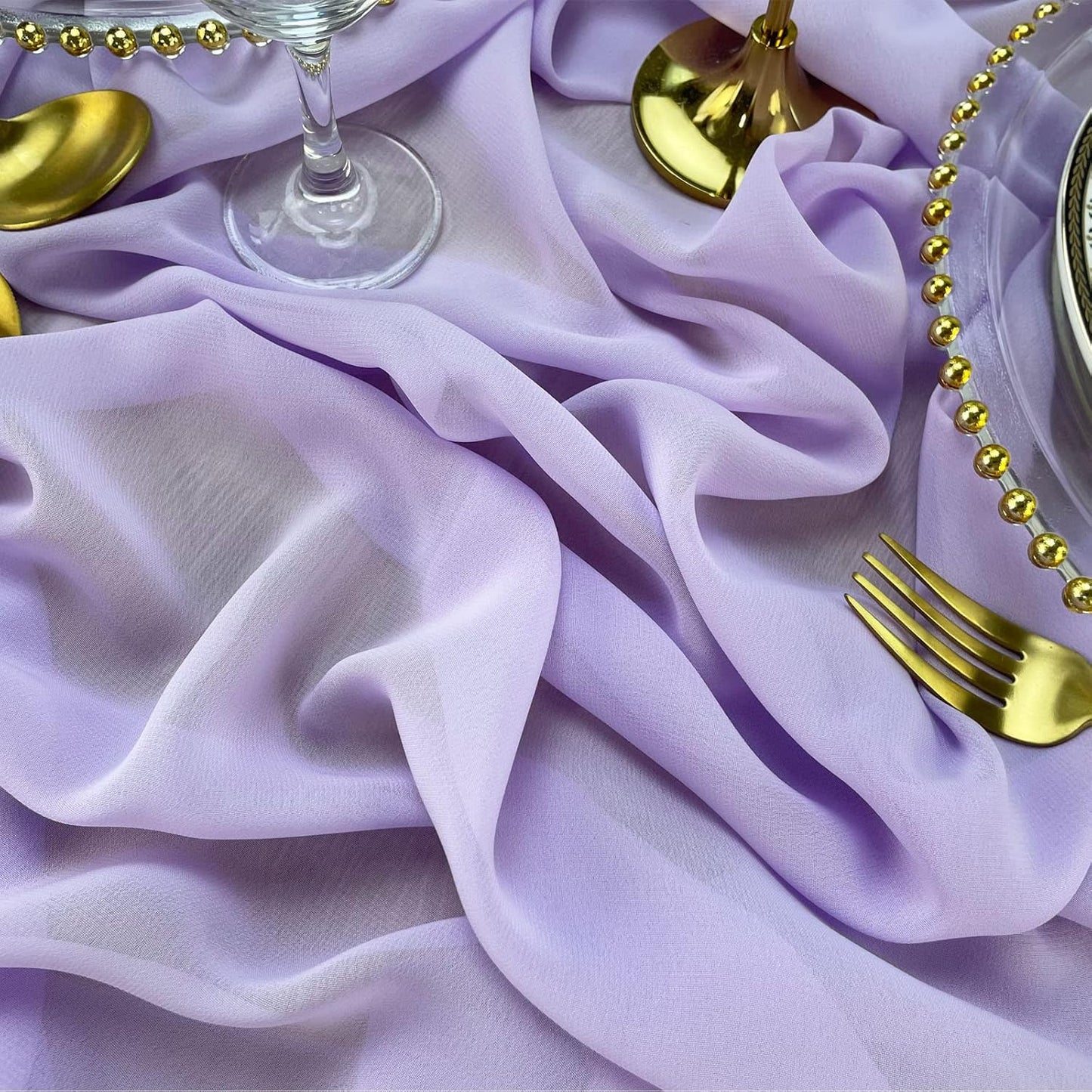 EHLDekol 13ft Lavender Chiffon Table Runner, 29x156 Inches Romantic and Rustic Boho Wedding Runner, Sheer Bridal Party Decorations