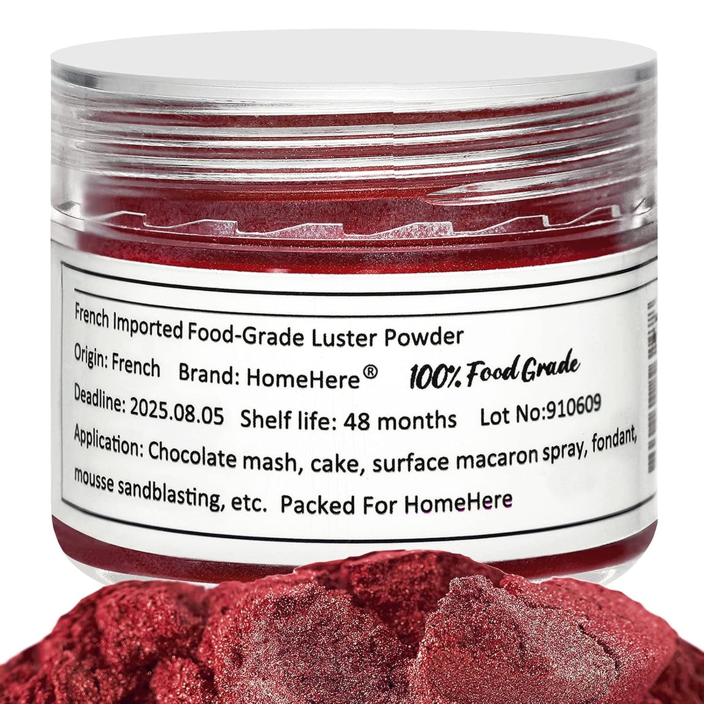 HomeHere Edible Luster Dust Food-Grade Glimmer Powder Glitter for Cake Decorating 7g, Edible Sprinkle Glitter for Cocktails Drinks Baking Candy Dessert Chocolate Vegan Tasteless, Burgundy