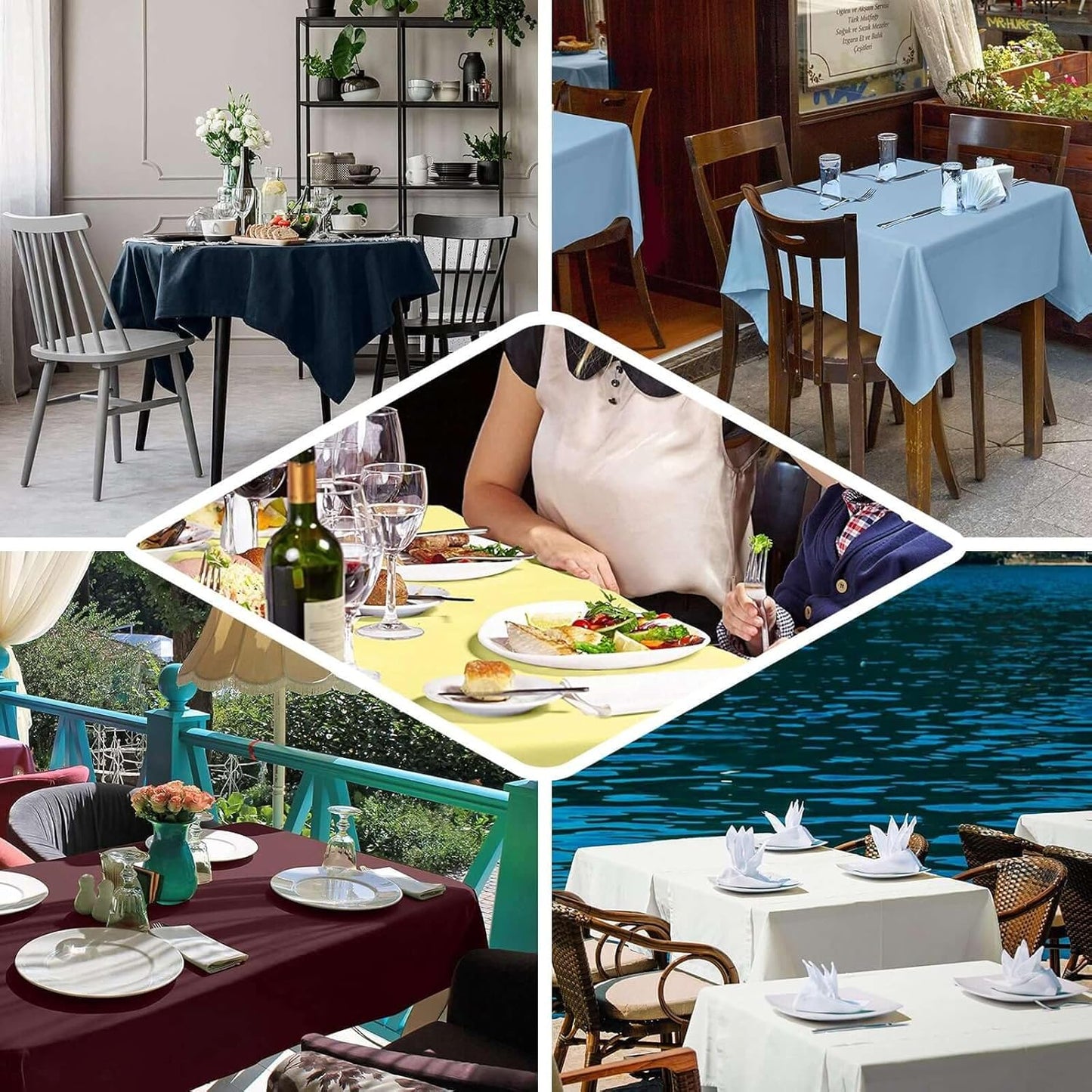 Efavormart 70" Square Linens Hunter Emerald Green Wholesale Linens Polyester Square Linen Tablecloth for Wedding Party Restaurant