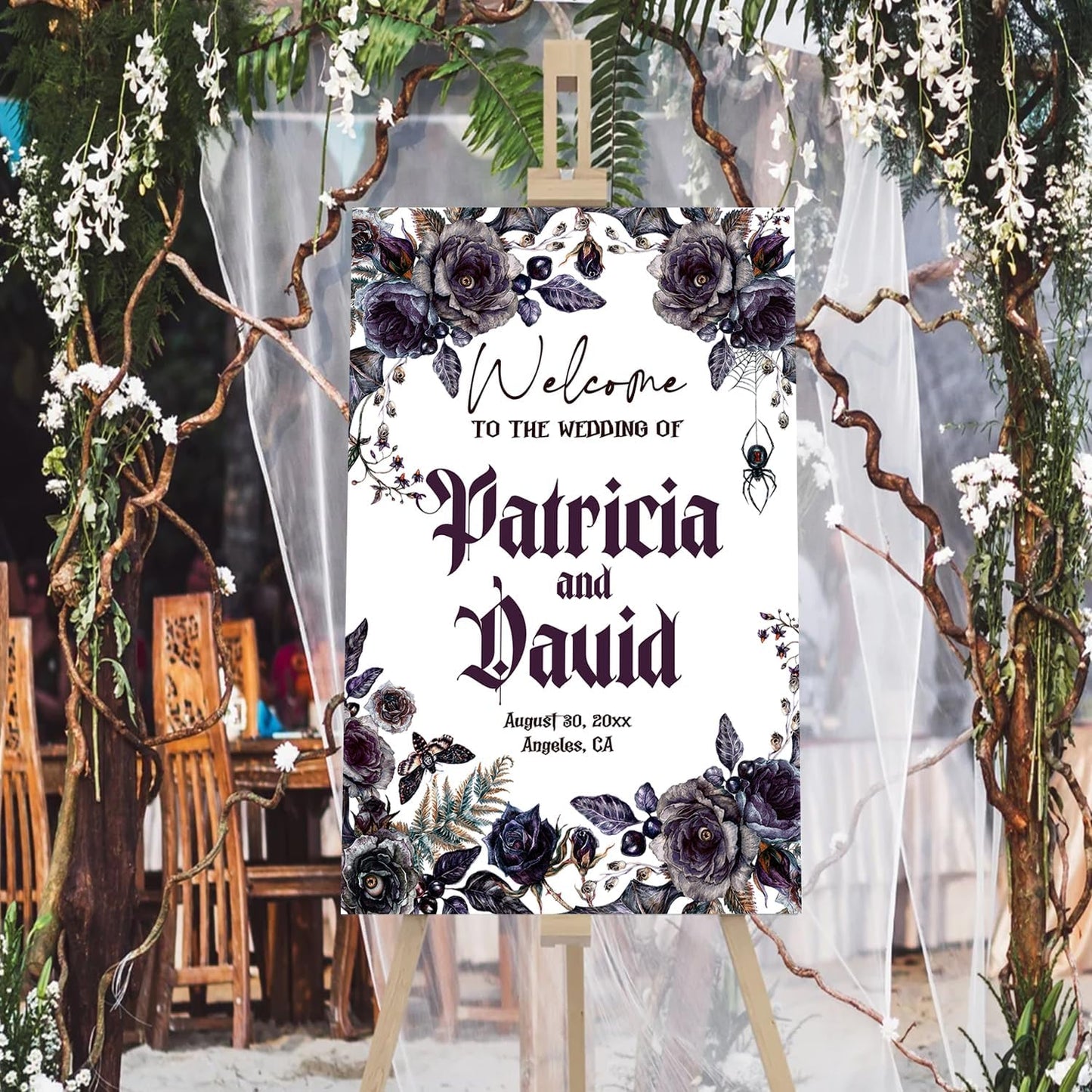 Halloween Wedding Welcome Sign, Til Death Do Us Part Welcome Sign, Halloween Couples Shower, Gothic Love Wedding Welcome, Signage Halloween Reception, Welcome Wedding Sign With Stand Decorations