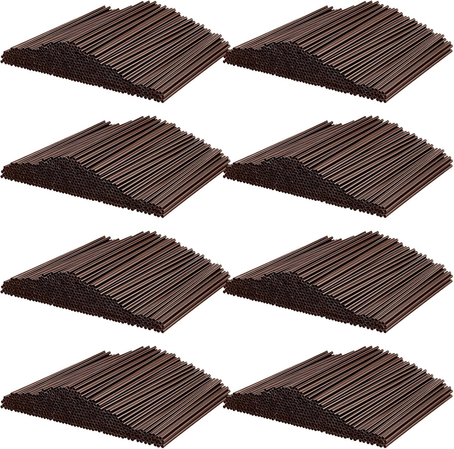 6000 Count Coffee Cocktail Stirrers Straws Disposable Plastic Sip Stir Sticks Cocktail Drink Stirrers Sticks Cups Straws for Bars Juice Drinking(Coffee,7 Inch)