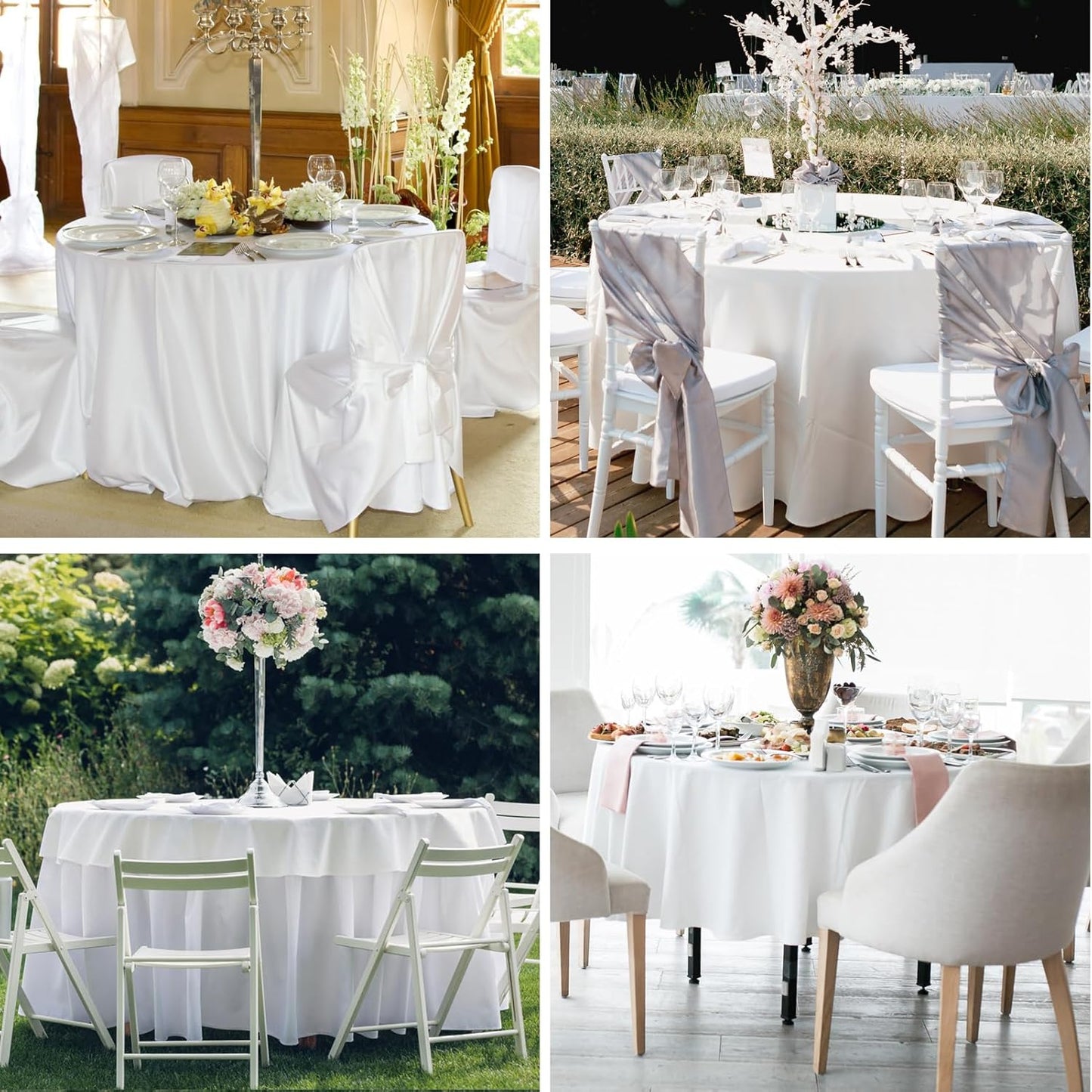 Round Tablecloth 10 Pack 90 Inch White Tablecloths Washable Decorative Linen Polyester Table Clothes Cover for Dining Table Banquets Buffet Parties and Wedding