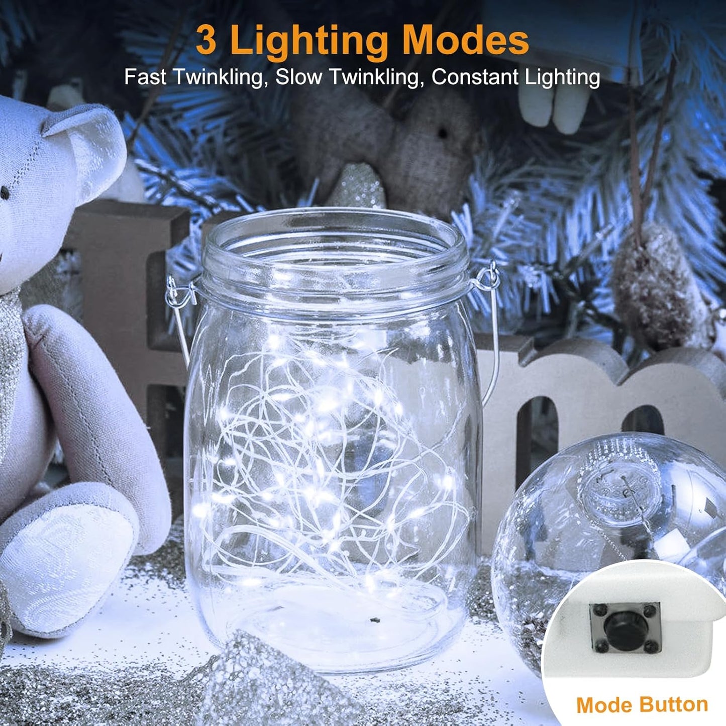 btfarm 6 Pack Fairy Lights Battery Operated [3 Modes], 7ft 20 Led Twinkle Lights String Lights Waterproof Bulk Small Mini Silver Wire for Christmas Mason Jars Wedding Table Centerpiece, Cool White