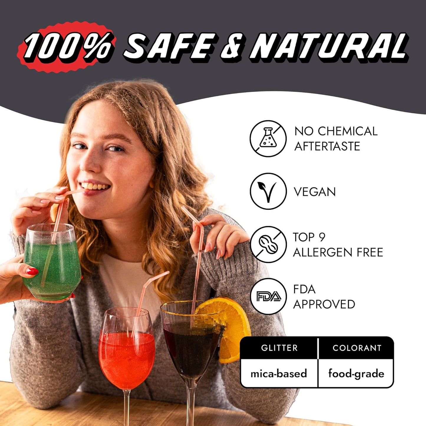 MONÉGASQUE Black Edible Glitter for Drinks 10g – Halloween Edible Glitter for Cakes & Cocktails – Cocktail & Drink Shimmer Dust – Cupcake Sprinkles Decorating Toppers & Cake Decorations Spray Sparkles