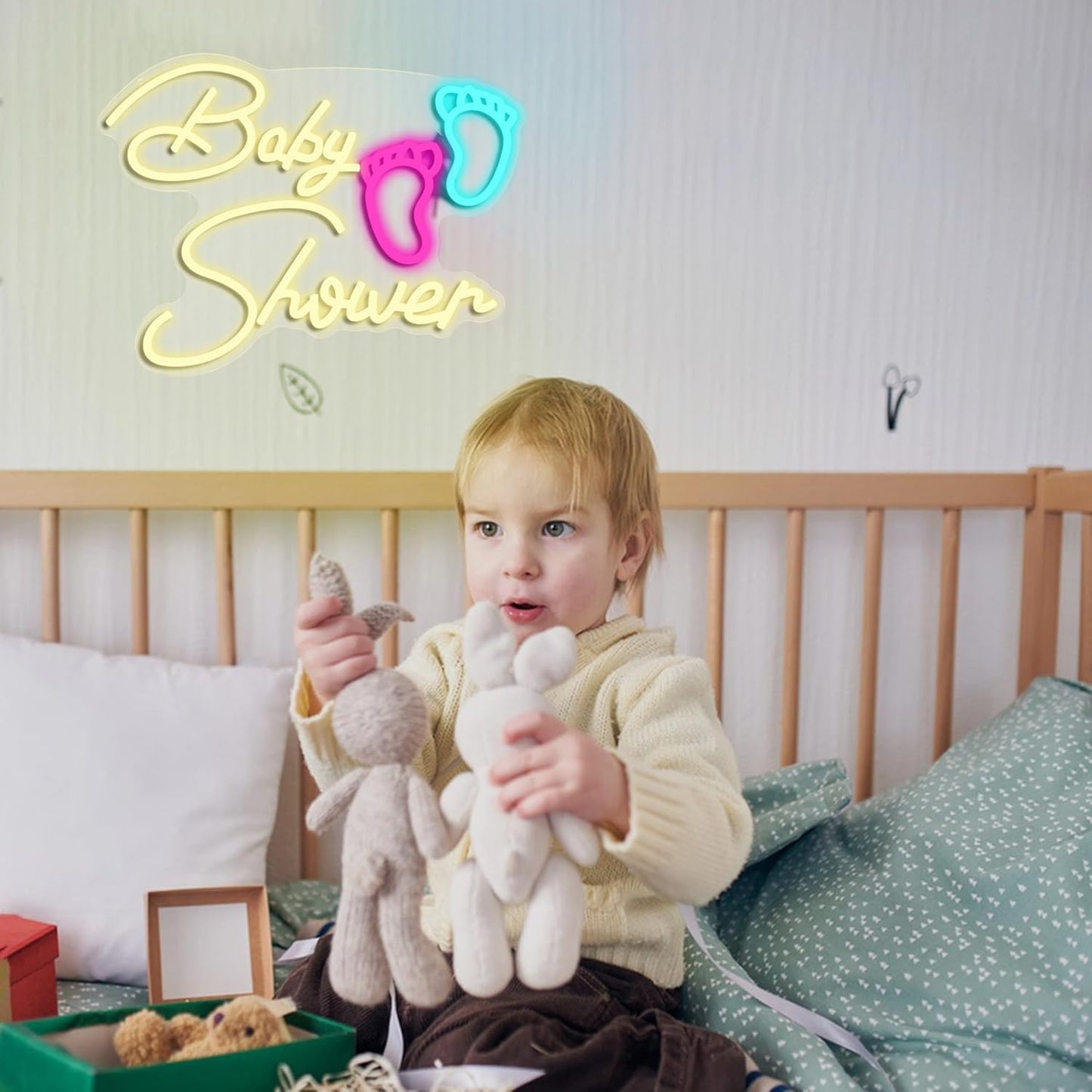 Baby Shower Neon Sign for Wall Decoration,Dimmable Oh Baby Neon Light for Gifts Bathroom Salon Children's Room Surname Shower Party(16.54 * 12.6In)