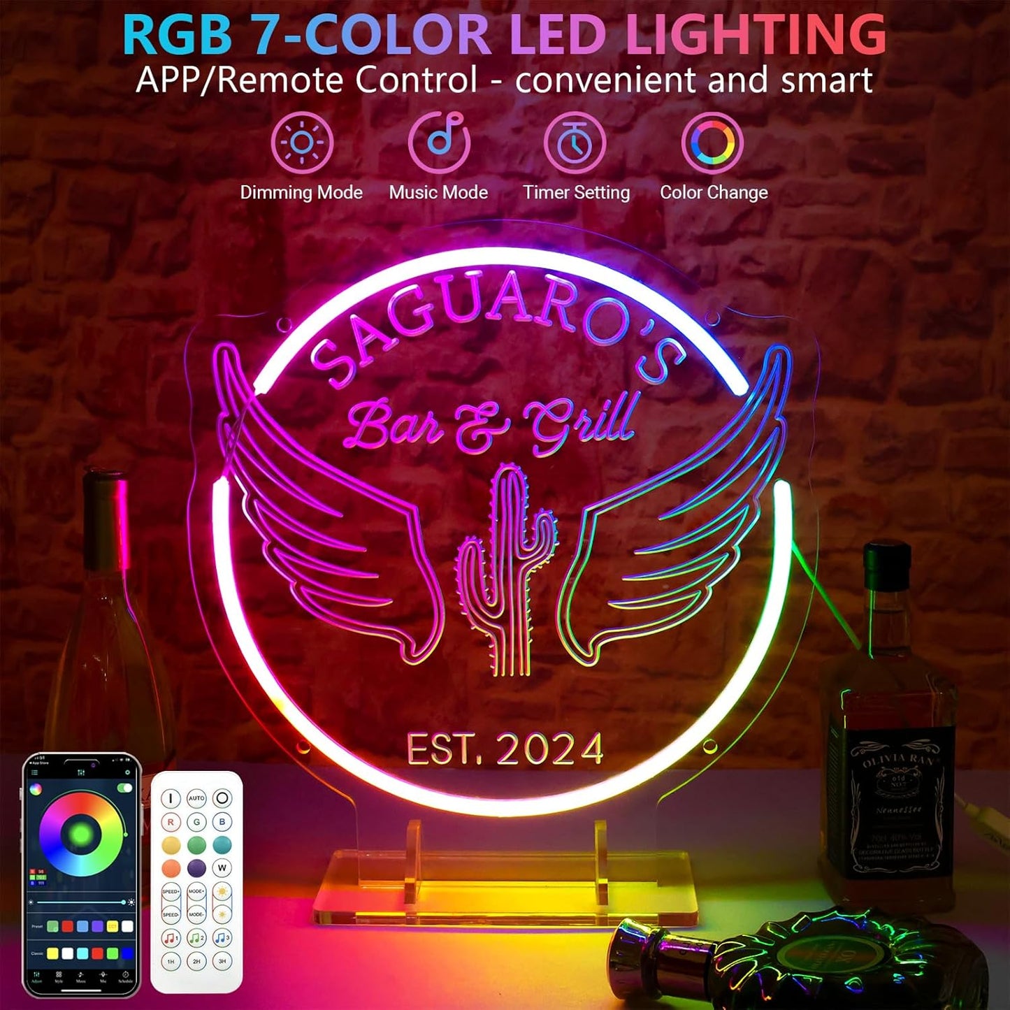 Custom Lounge Neon Sign for Home Bar Wall Decor, Personalized LED Neon Bar Name Signs for Men Dad Gifts, Dimmable Customizable Light Up Signs for Man Cave Lounge Basement Bar Tavern Bistro Business