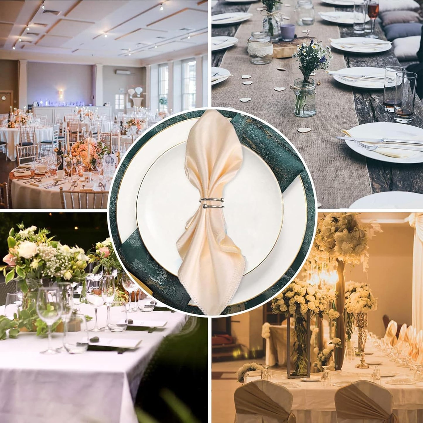 8 Pcs Silver Napkin Rings - Round Napkin Ring,Stainless Steel Napkin Rings,Metal Napkin Ring for Table Settings Wedding Christmas Party Dinner Table(Spring Type)