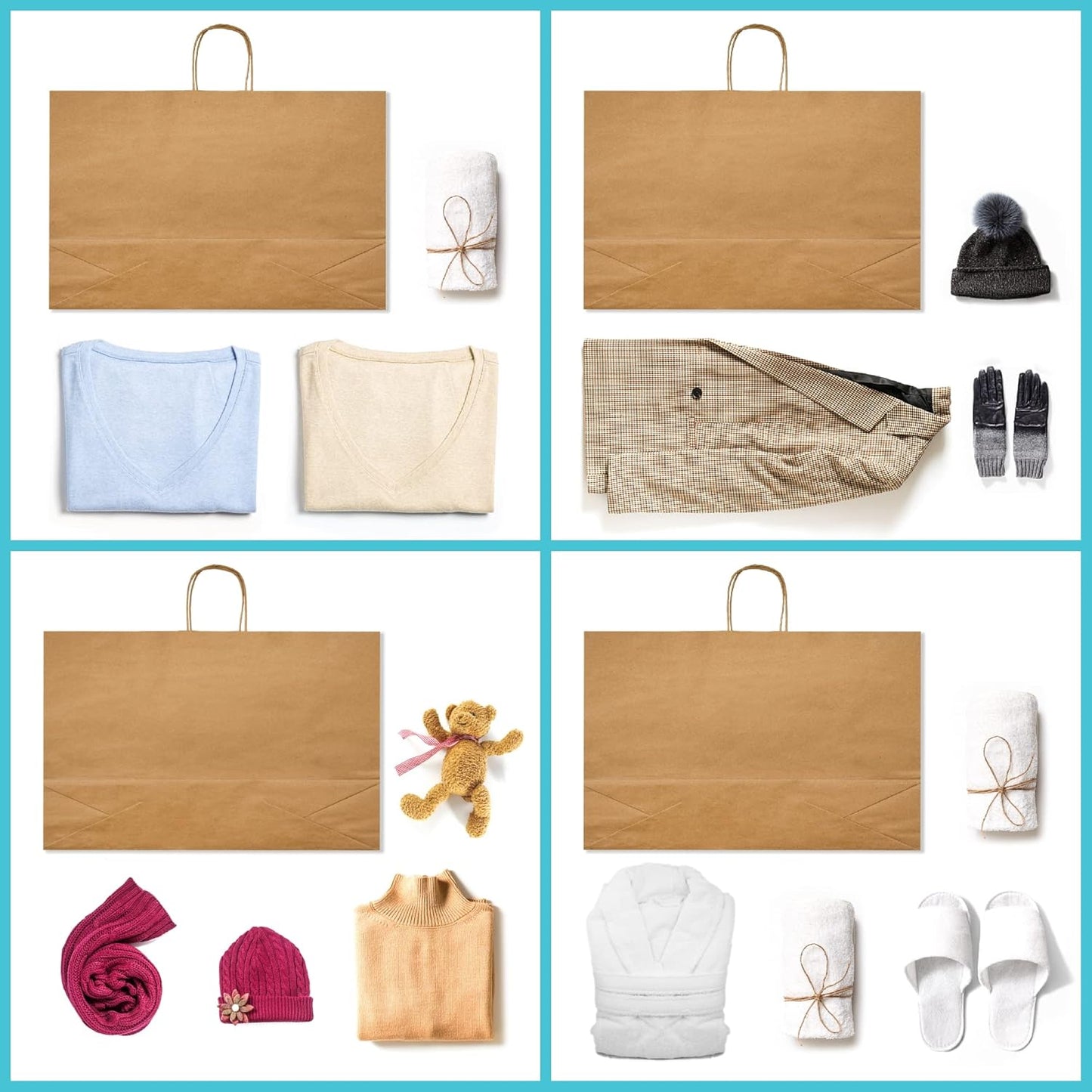 GSSUSA 16x6x12 Large Brown Paper Bags with Handles 50Pcs, Kraft Paper Gift Bags Bulk Bags for Small Business, Grocery & Retail, Boutique Shopping, Merchandise Packaging