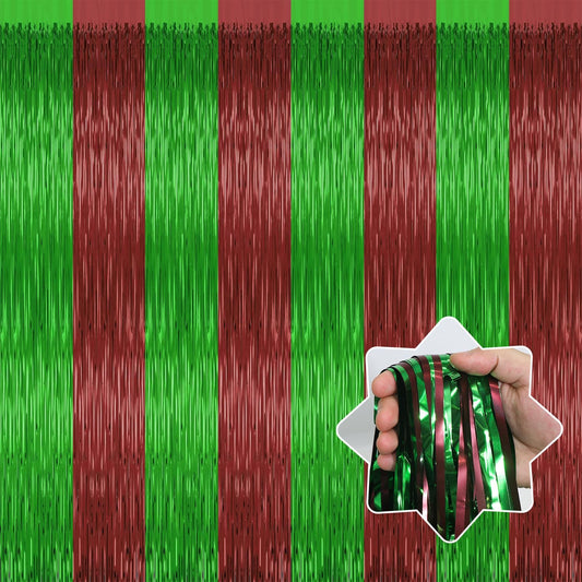 4 Pack Football Party Decorations,3.28 Ft x 6.56 Ft Football Tinsel Backdrop,Brown Green Foil Fringe Curtains Streamer Backdrop Birthday Party Decorations Sports Background