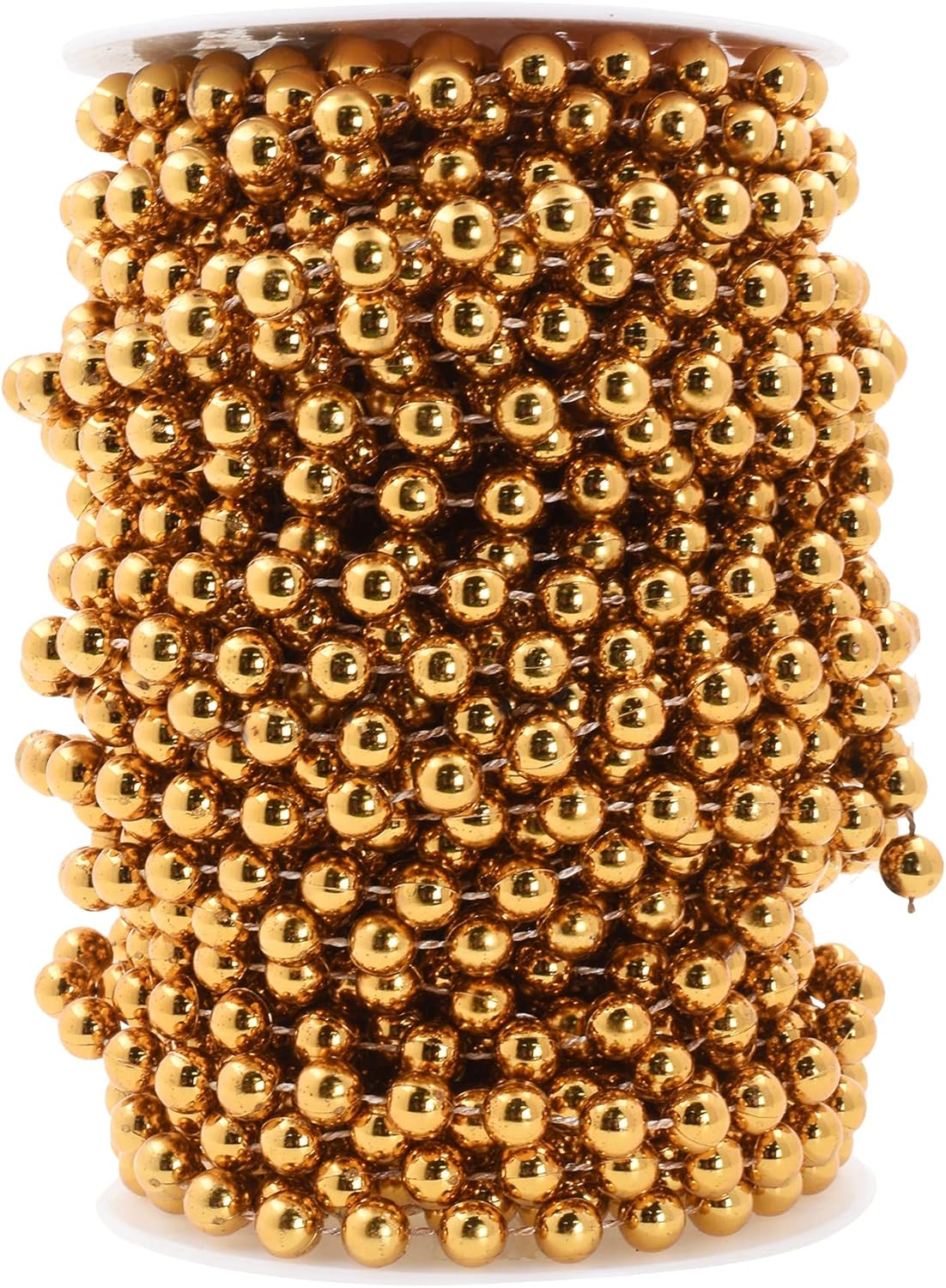 Mandala Crafts 8mm Faux Dark Gold Pearl Beads Roll - 20 Yards Strand of Fake Pearls Chain Garlands Spool String for Christmas Tree, Wedding, Party, Vases, DIY Decoration