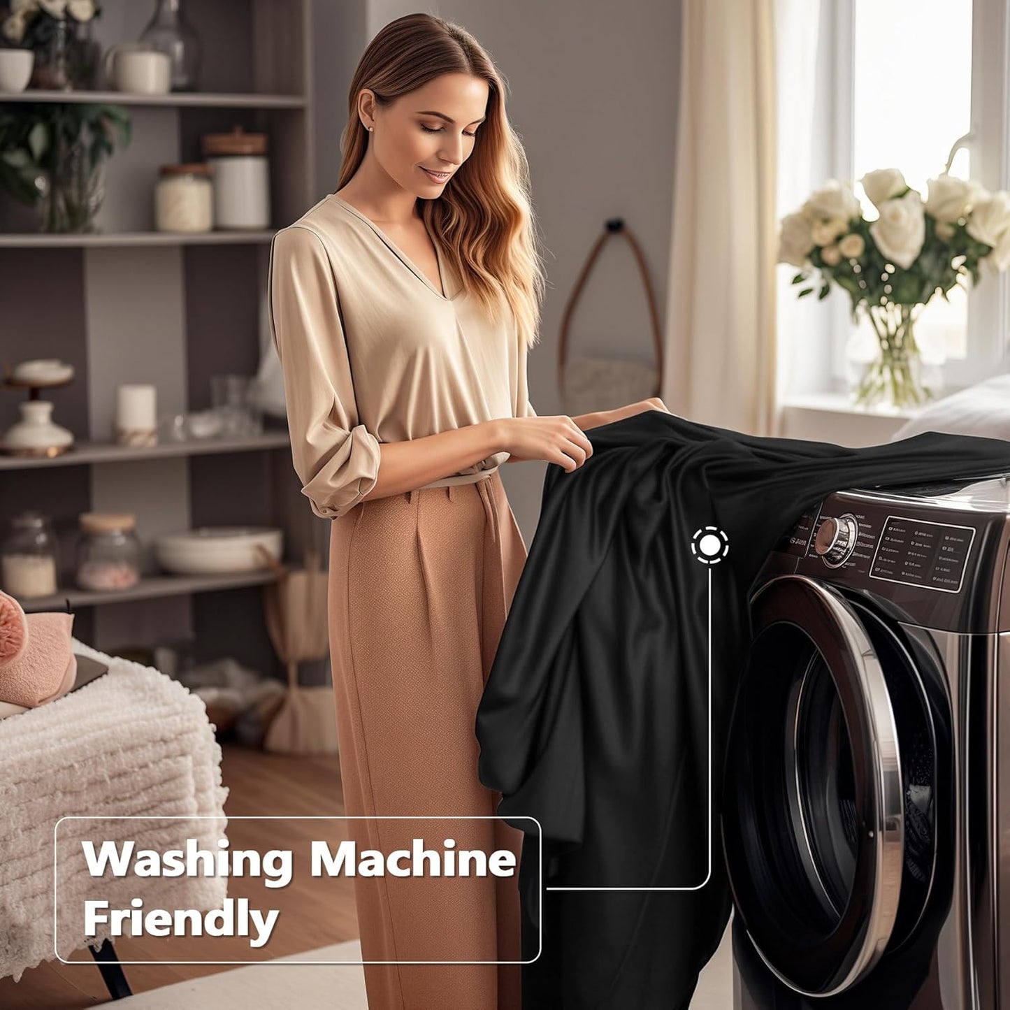 Wish Care 2 Pack Black Spandex Table Cloths for Rectangle Tables 8ft - One-Piece Wrinkle Free Fitted Table Cover 8 Foot Stretch Tablecloths for Party, Banquet, Wedding and Events