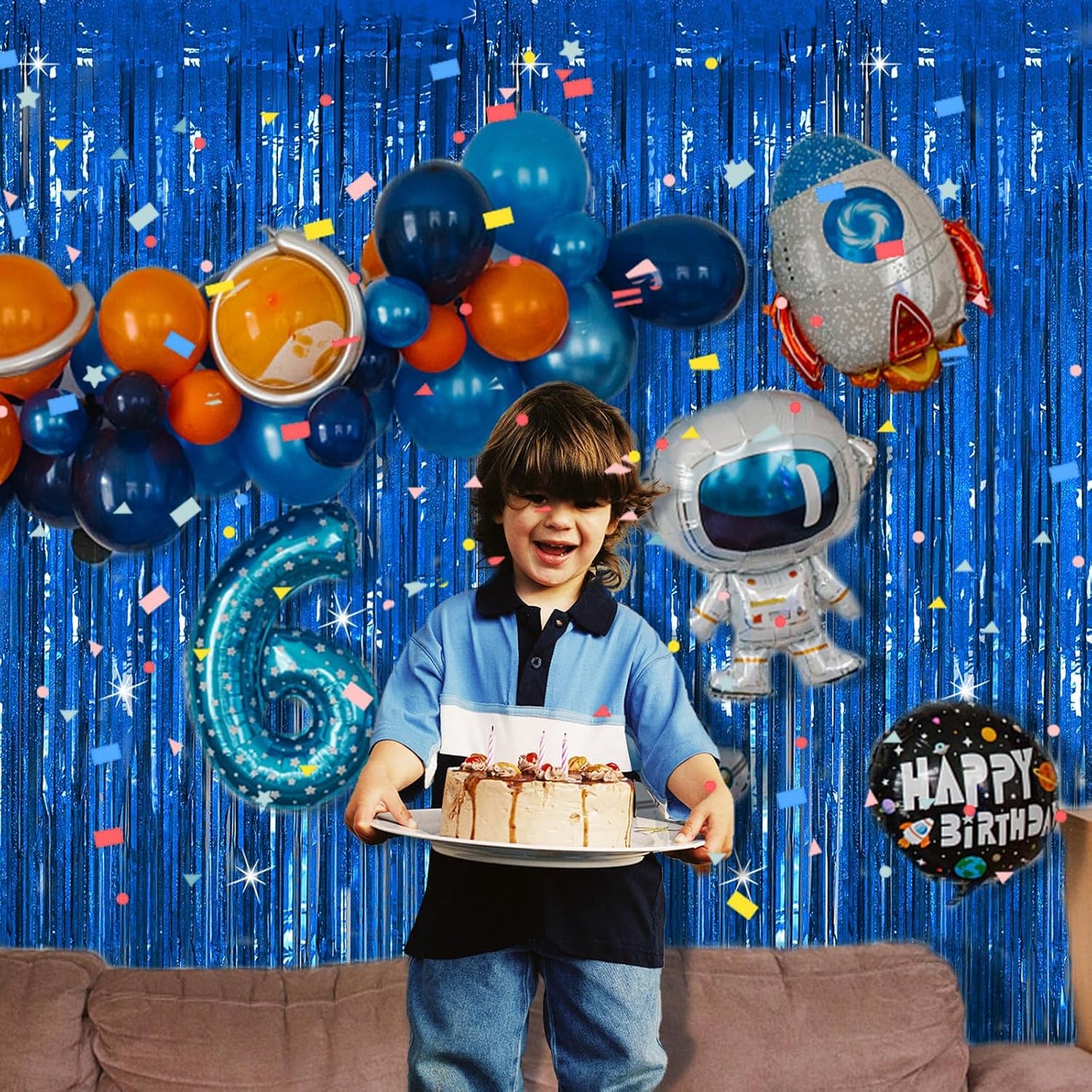 Tinsel Curtain Party Backdrop Blue Birthday Party Decorations 2 Packs Glitter Foil Fringe Curtain Party Decor Streamers Photo Booth for Birthday Christmas Wedding Halloween Graduation Decorations