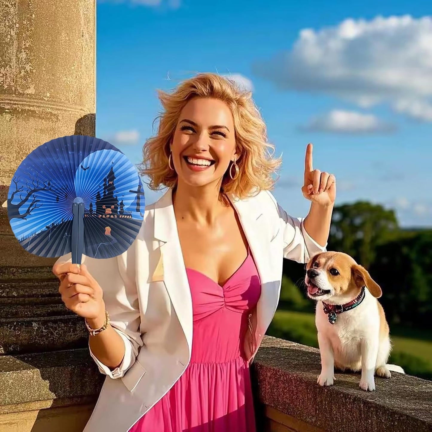 20 Pack Halloween Party Decoration Handheld Folding Paper Fan Bulk Set for Halloween Party Supplies Halloween Party Favor