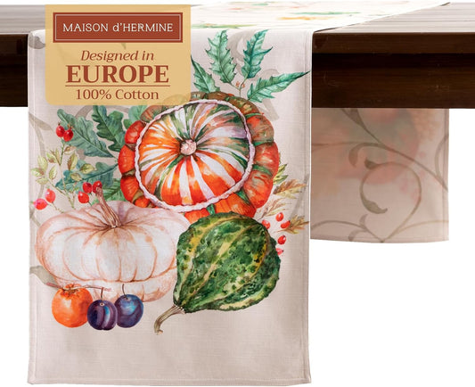 Maison d' Hermine Table Runner 100% Cotton Double Layer Table Runners 108 inches Long for Thanksgiving Christmas Decorations Home Kitchen Dining Party Wedding (Lumina, 14.5" x 108")