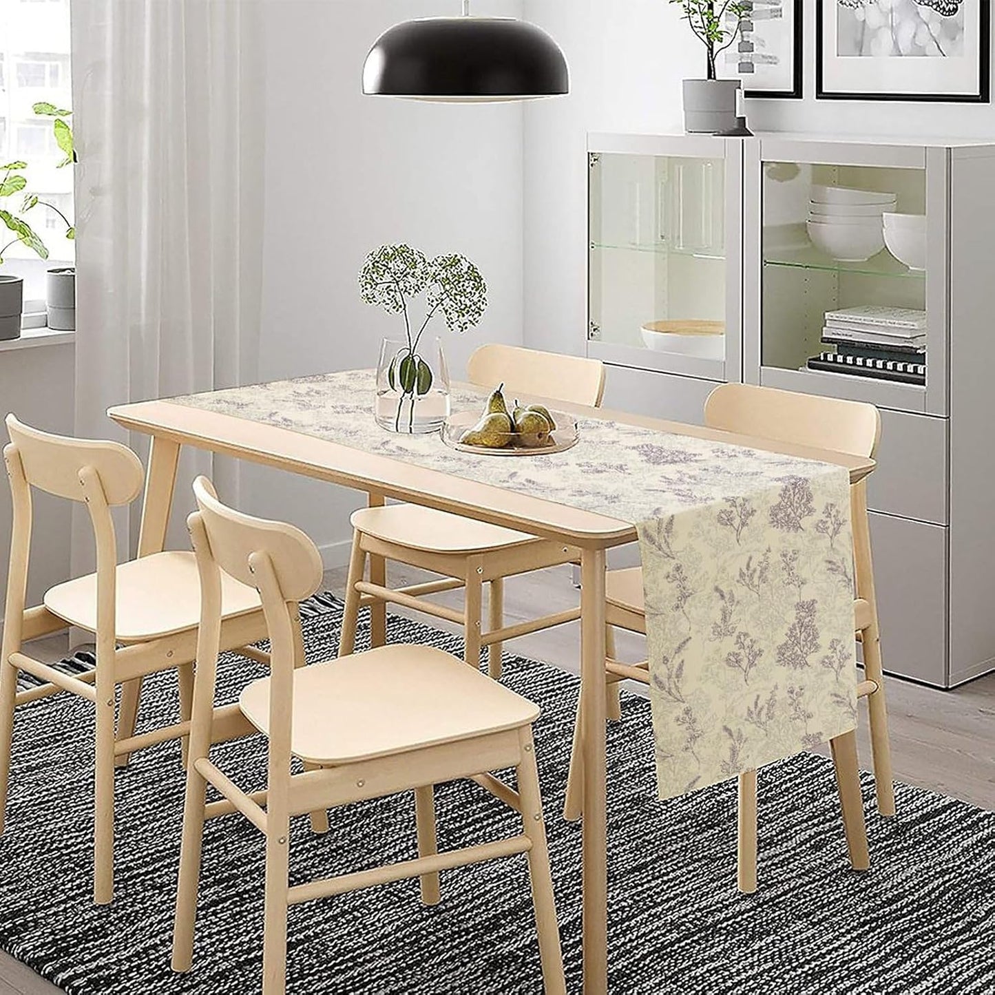 Purple Lavender Table Runner Vintage Watercolor Modern Kitchen Restaurant Decoration Suitable for Indoor and Outdoor Wedding Party Banquet Table Runner 13x60 Inch