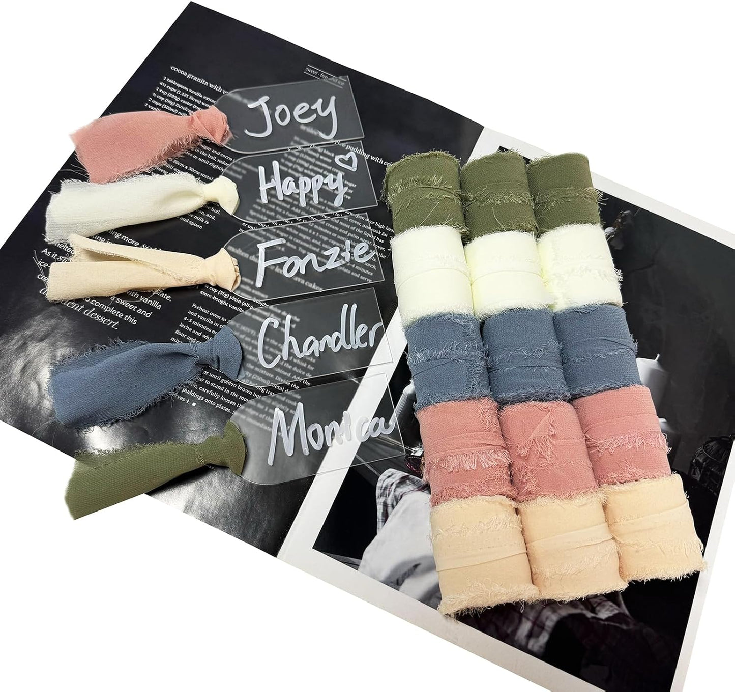 50Pcs Acrylic Place Card for Wedding Frosting Acrylic DIY Table Seating Cards Wedding Supplies with White Ribbon