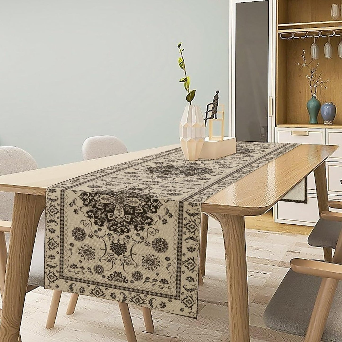 Boho Vintage Elegant Table Runner Farmhouse for Home Farmhouse Kitchen Table Dining Coffee Room Garden Party Wedding Decor 13x72in