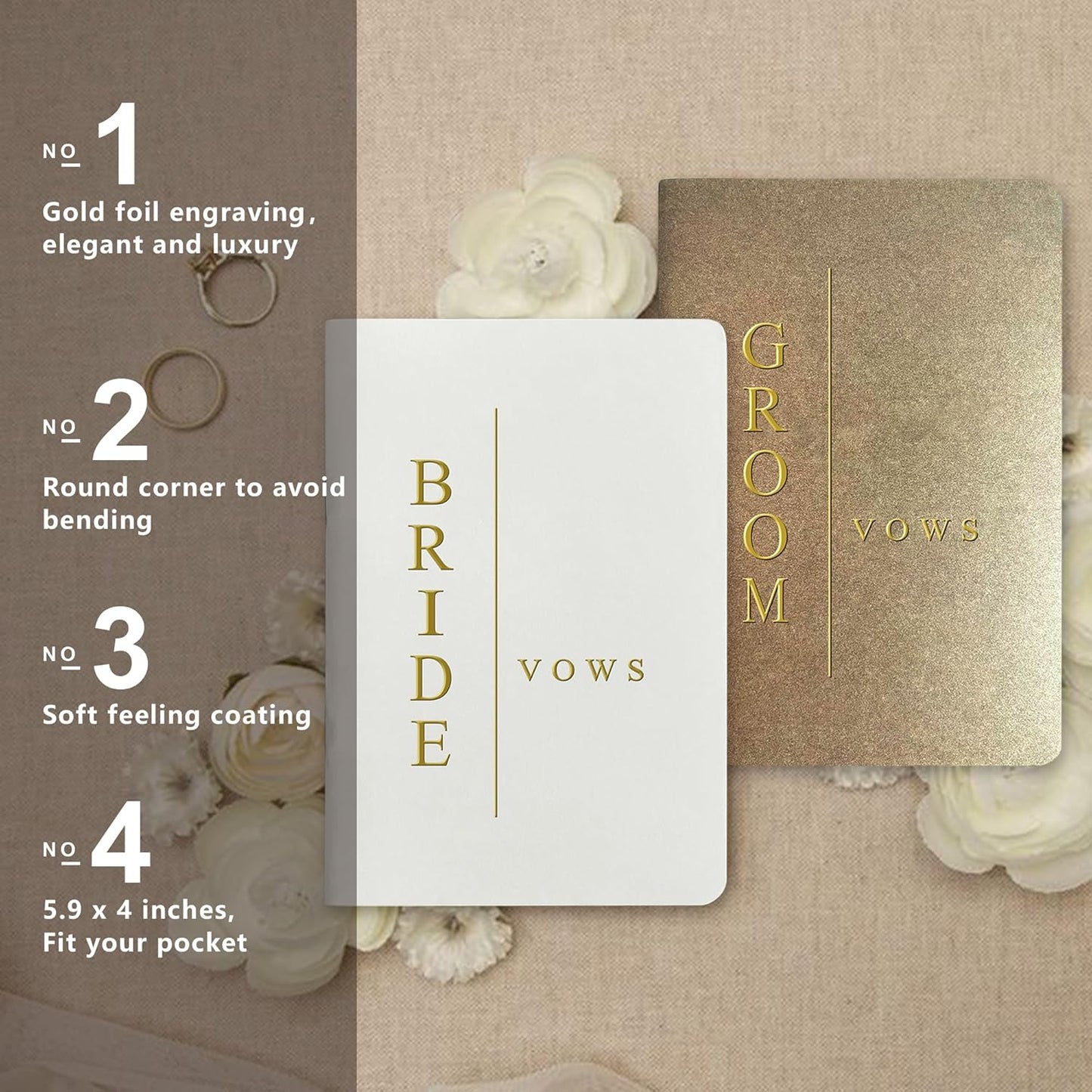 Vow Books His and Hers Wedding Vow Books Bride and Groom with Soft Touch Gold Foil Engraving Wedding Essentials(TR-GB-Terracotta)