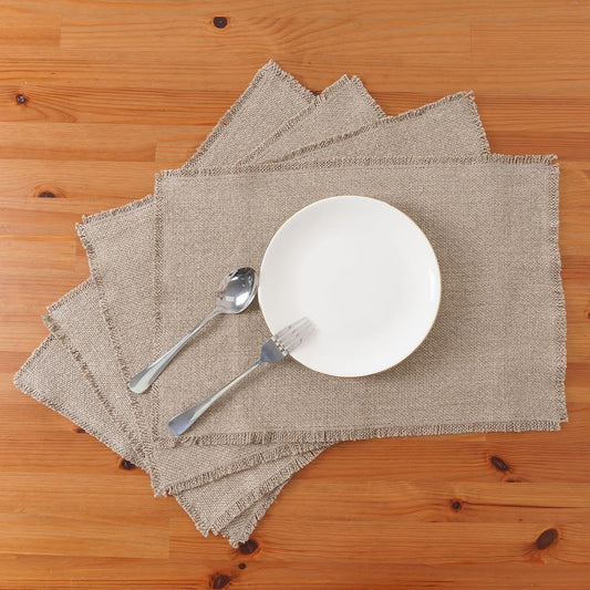 100% Pure Linen Placemats Set of 4 - 13 x 19 Inch Super Thick Noble Dining Table Place Mat for Wedding, Parties, Everyday, Holidays, Indoor Outdoor (4PCS, Linen)