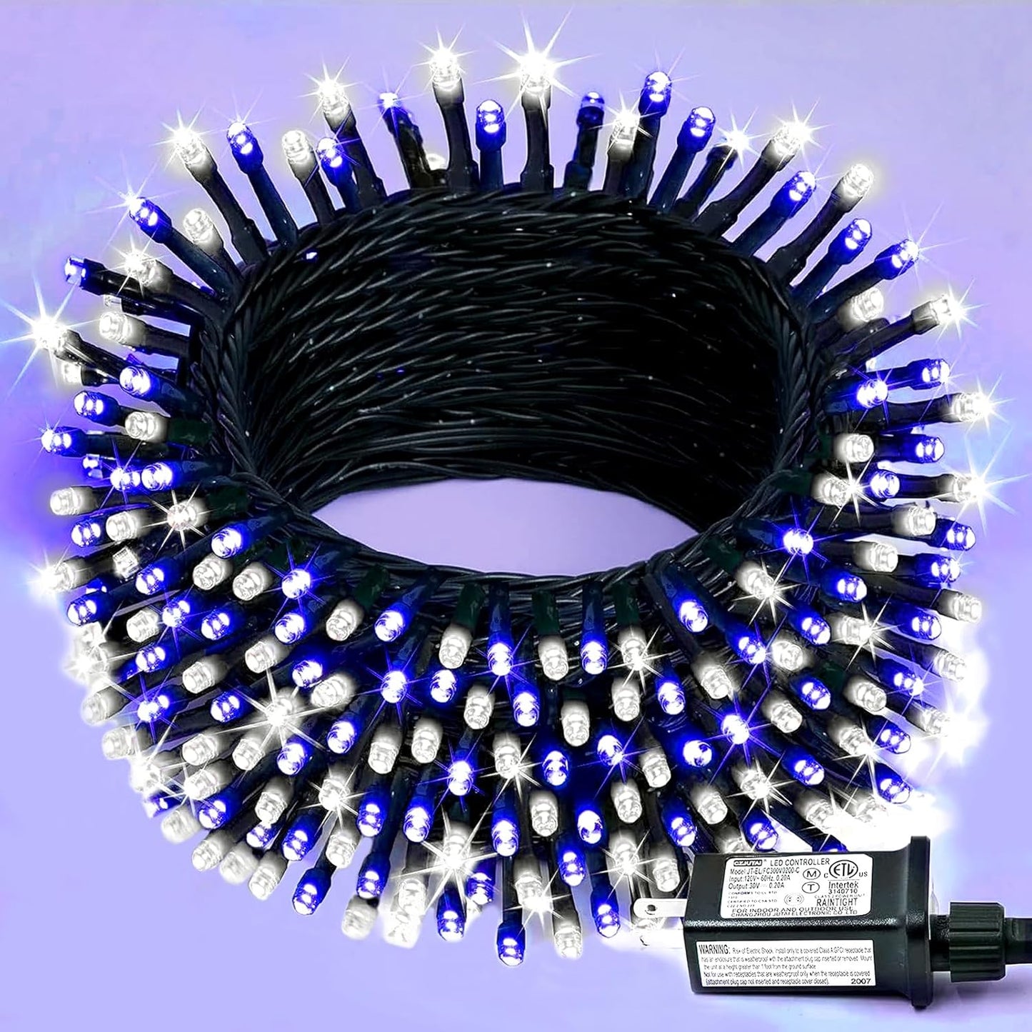 YEGUO 66ft 200 LED Christmas Lights Outdoor Waterproof, White and Blue String Light Indoor, Green Wire Twinkle Tree Light Plug in with Timer Memory 8 Modes