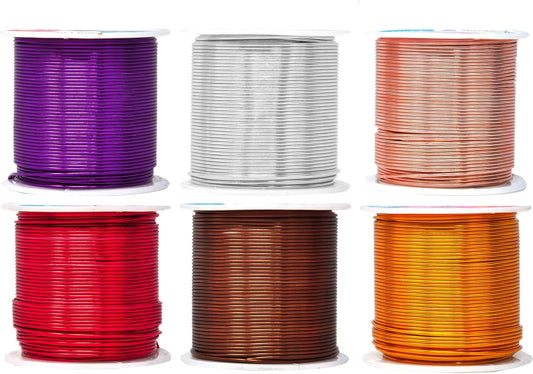 Mandala Crafts 18 Gauge Anodized Aluminum Craft Wire for Jewelry Making - 450 FT Colored Flexible Silver Copper Purple Gold Brown Red Wire - Bendable for Bonsai Armature Crafting Sculpting